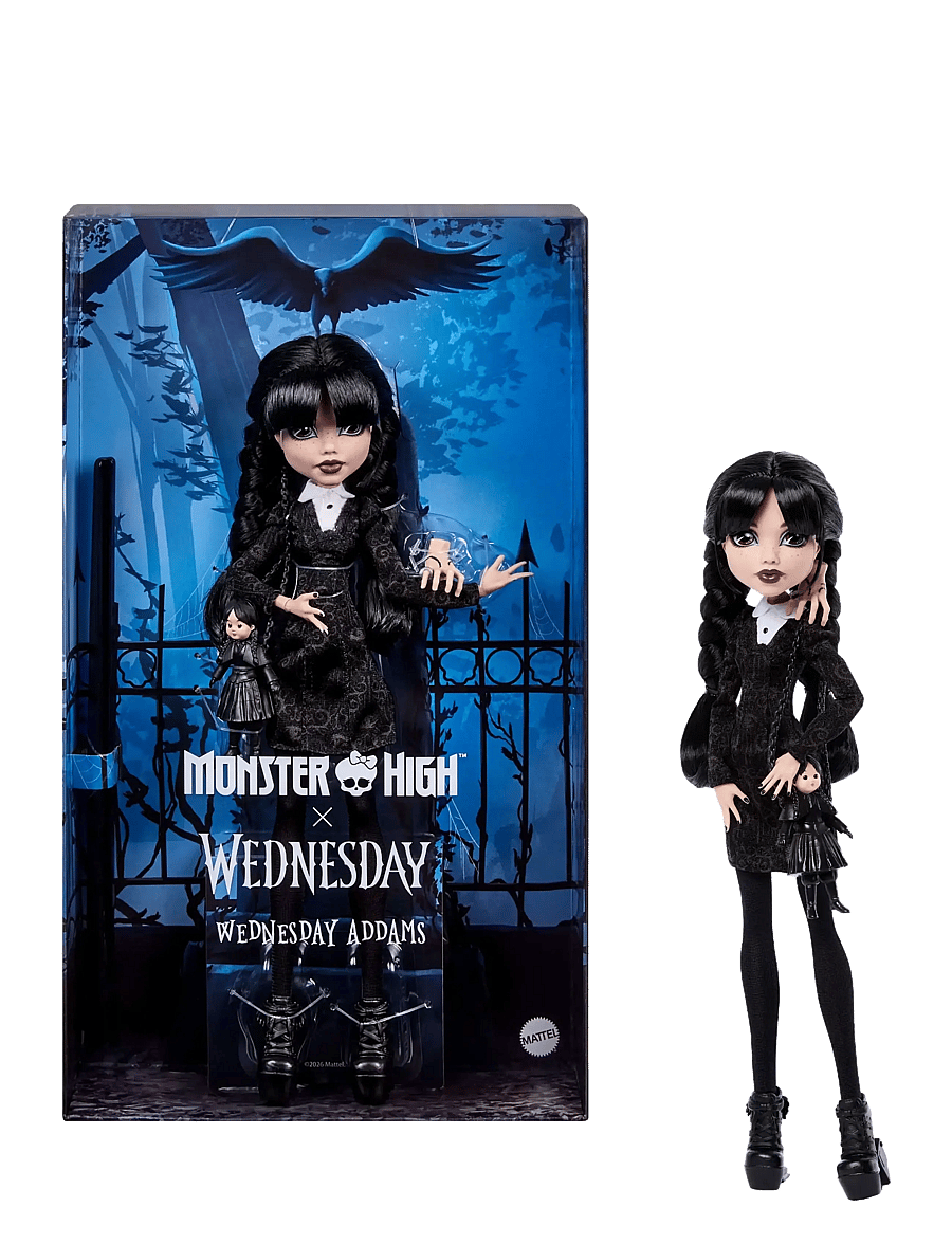 Monster High - x Wednesday Collectible Doll, Wednesday Addams in Black Dress with Thing Accessory - multicolor - 0