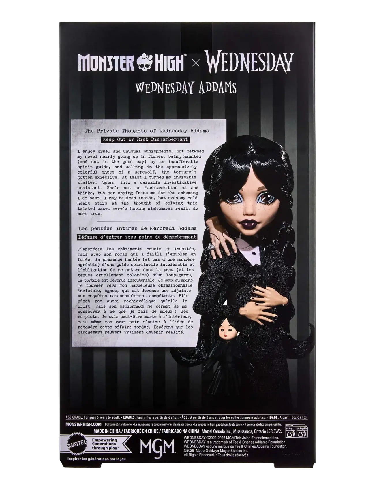 Monster High - x Wednesday Collectible Doll, Wednesday Addams in Black Dress with Thing Accessory - multicolor - 2