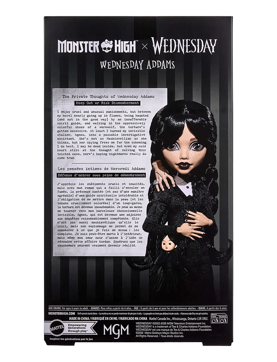 Monster High - x Wednesday Collectible Doll, Wednesday Addams in Black Dress with Thing Accessory - multicolor - 2