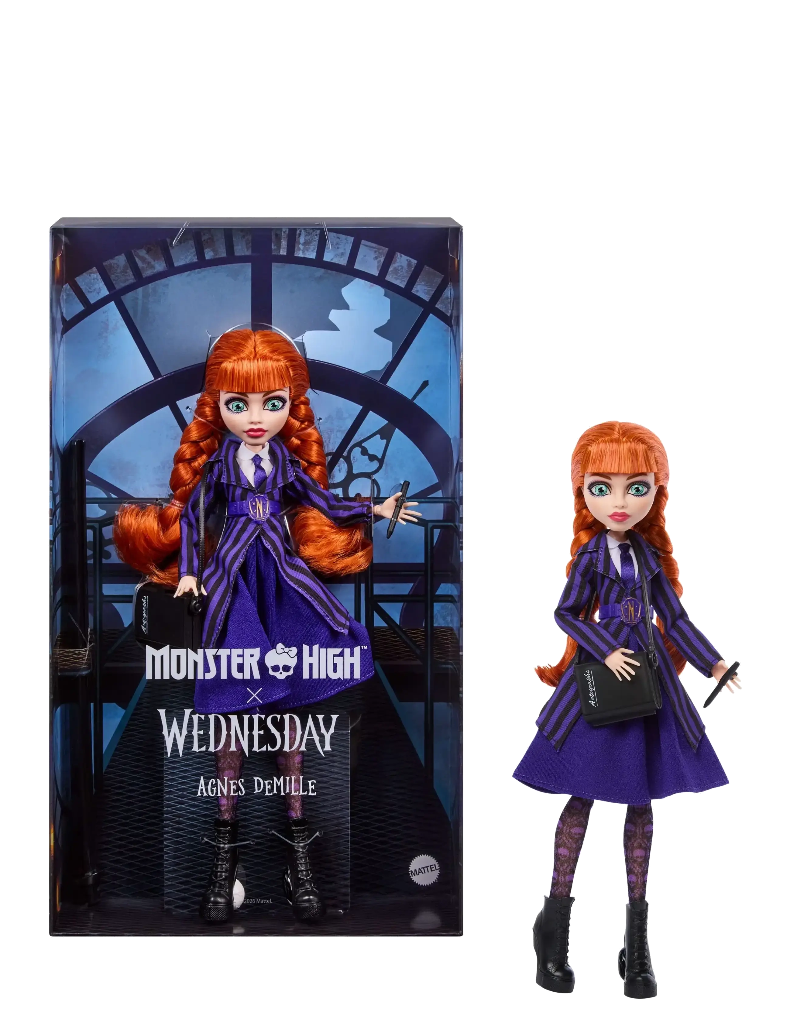Monster High x Wednesday Collectible Doll, Agnes DeMille with Purple Uniform and Accessories - 10–30€ - MULTICOLOR / purple