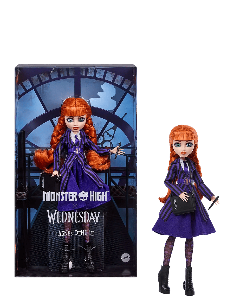 Monster High - x Wednesday Collectible Doll, Agnes DeMille with Purple Uniform and Accessories - multicolor - 0