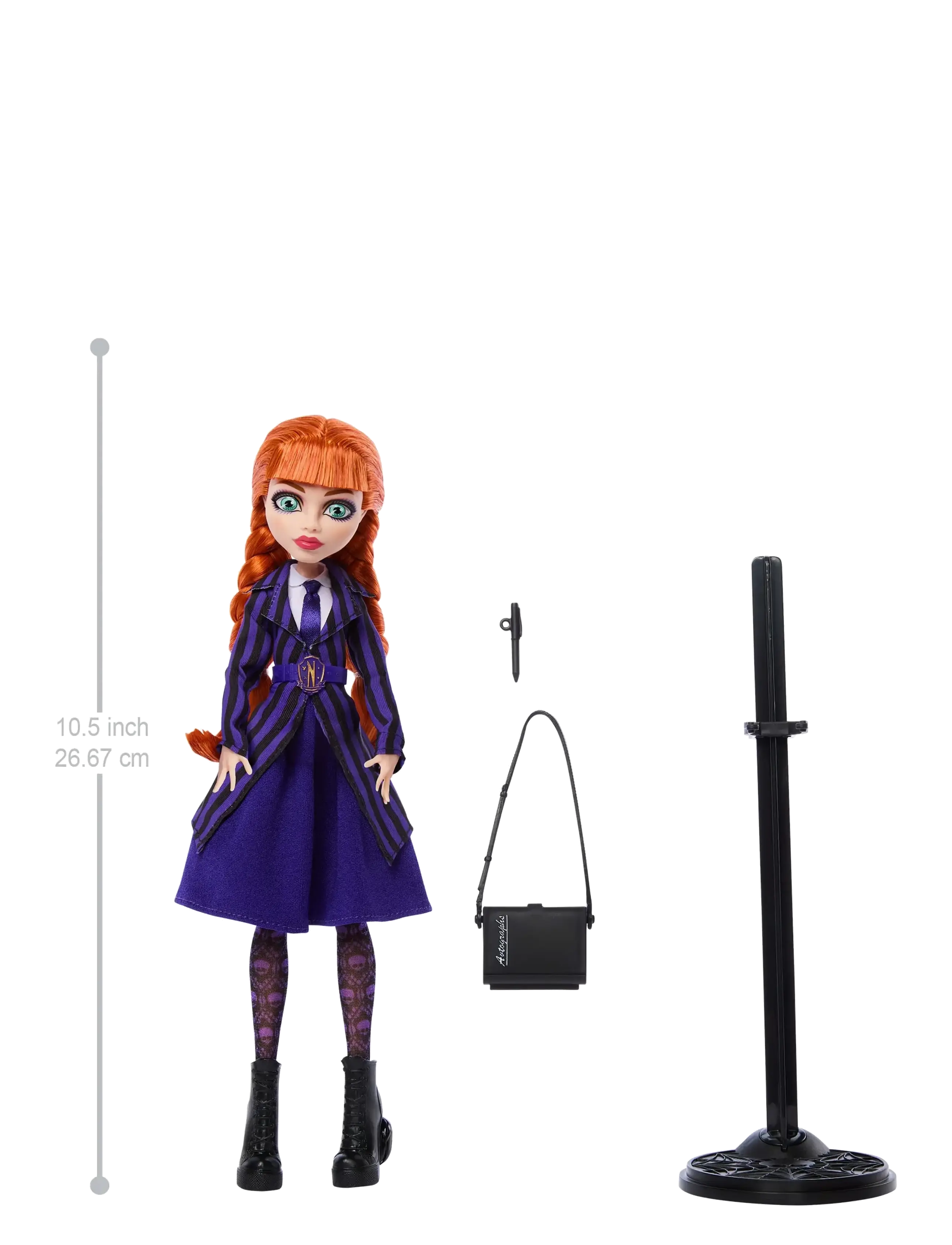 Monster High - x Wednesday Collectible Doll, Agnes DeMille with Purple Uniform and Accessories - multicolor - 1