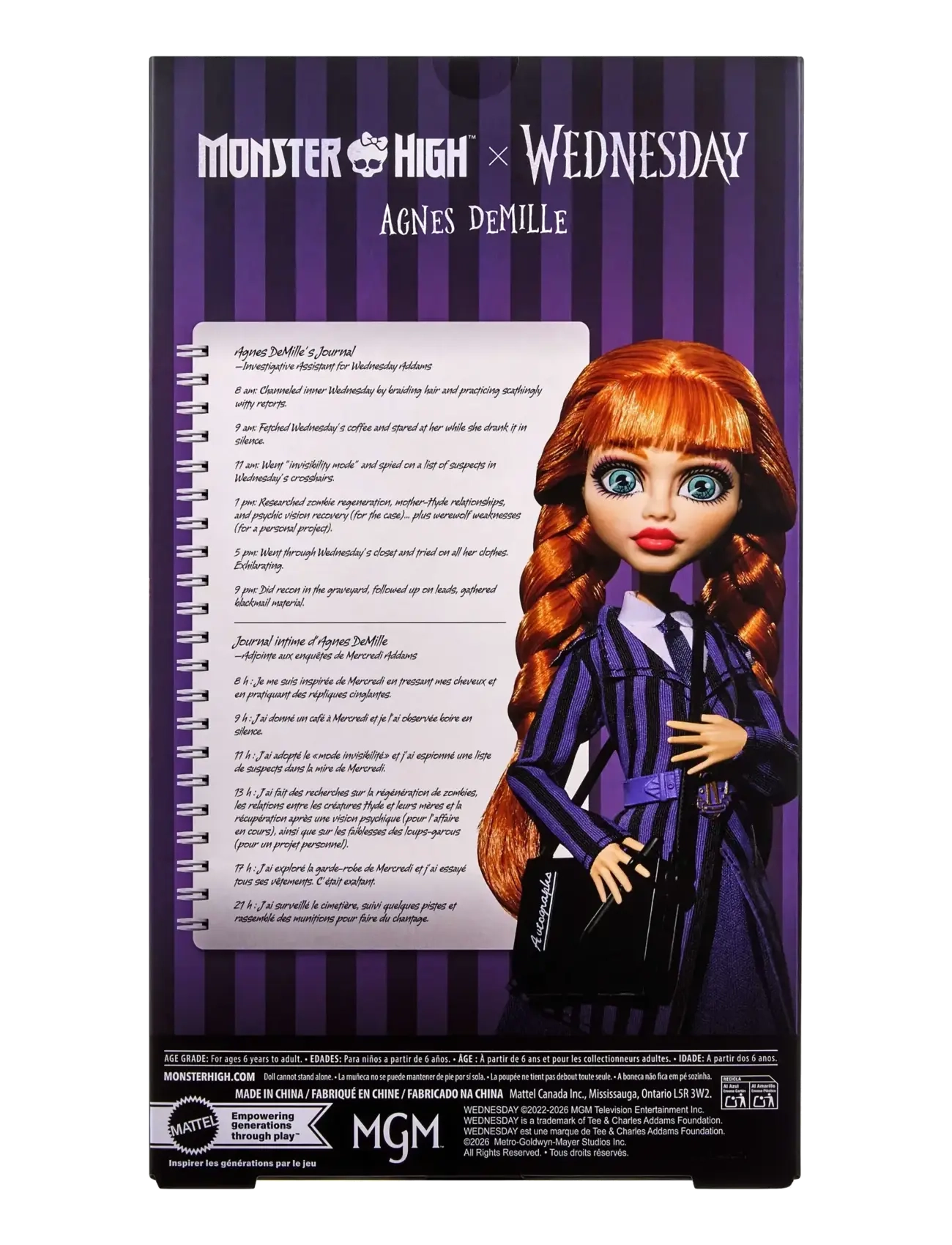 Monster High - x Wednesday Collectible Doll, Agnes DeMille with Purple Uniform and Accessories - multicolor - 2