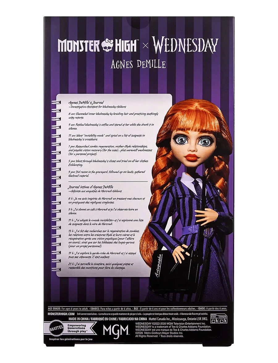 Monster High - x Wednesday Collectible Doll, Agnes DeMille with Purple Uniform and Accessories - multicolor - 2