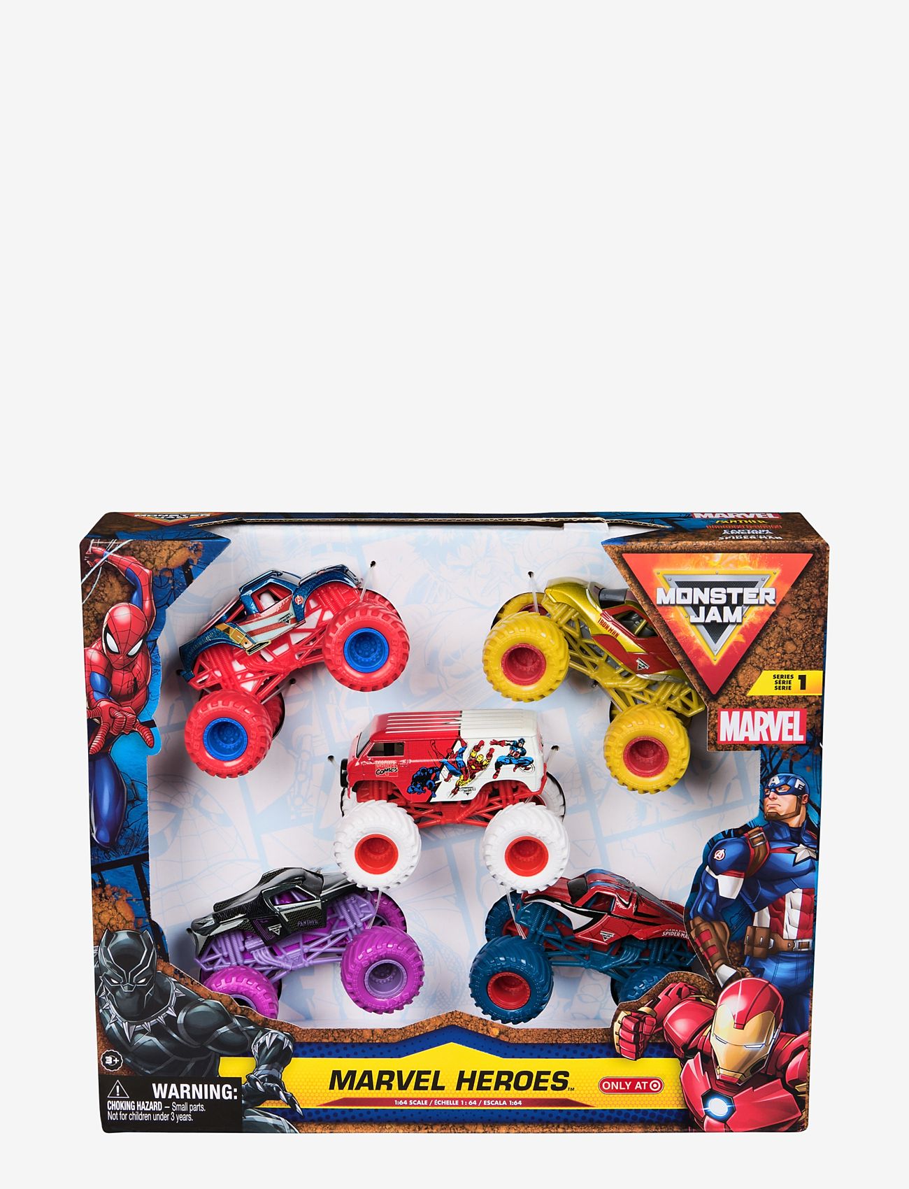 Monster Jam - Monster Jam 1:64 Marvel 5 Pack - legetøjsbiler - multi - 0