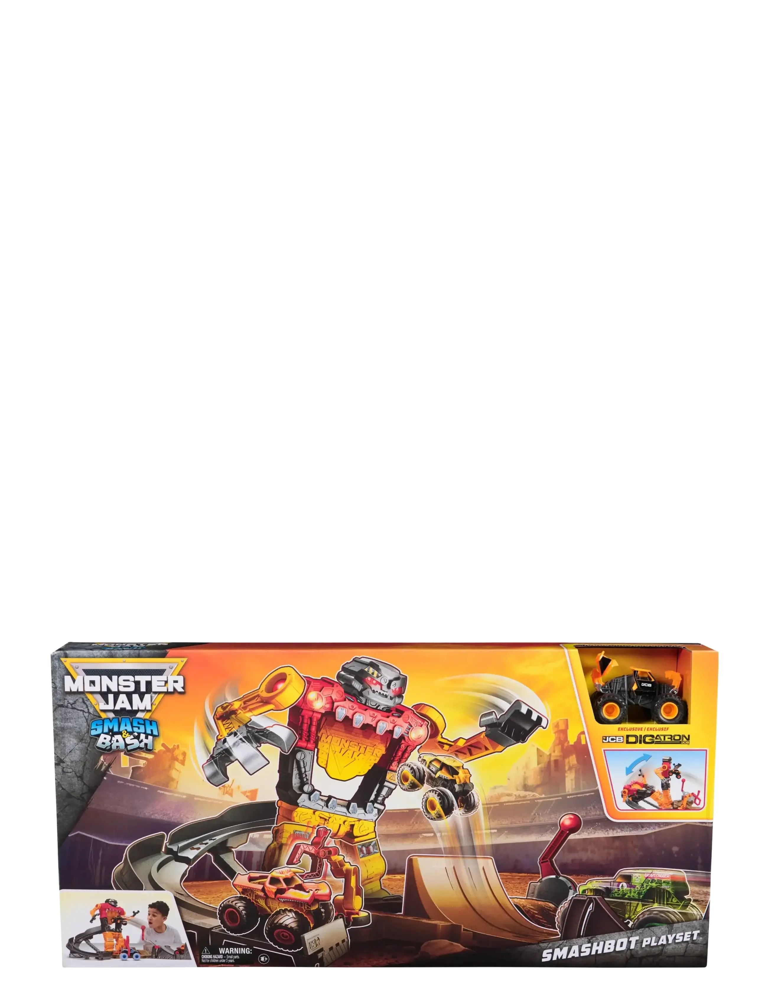 Monster Jam 1:64 Smash & Bash Smashbot Playset, Børn, Play Sæt, Orange, Str: ONE SIZE