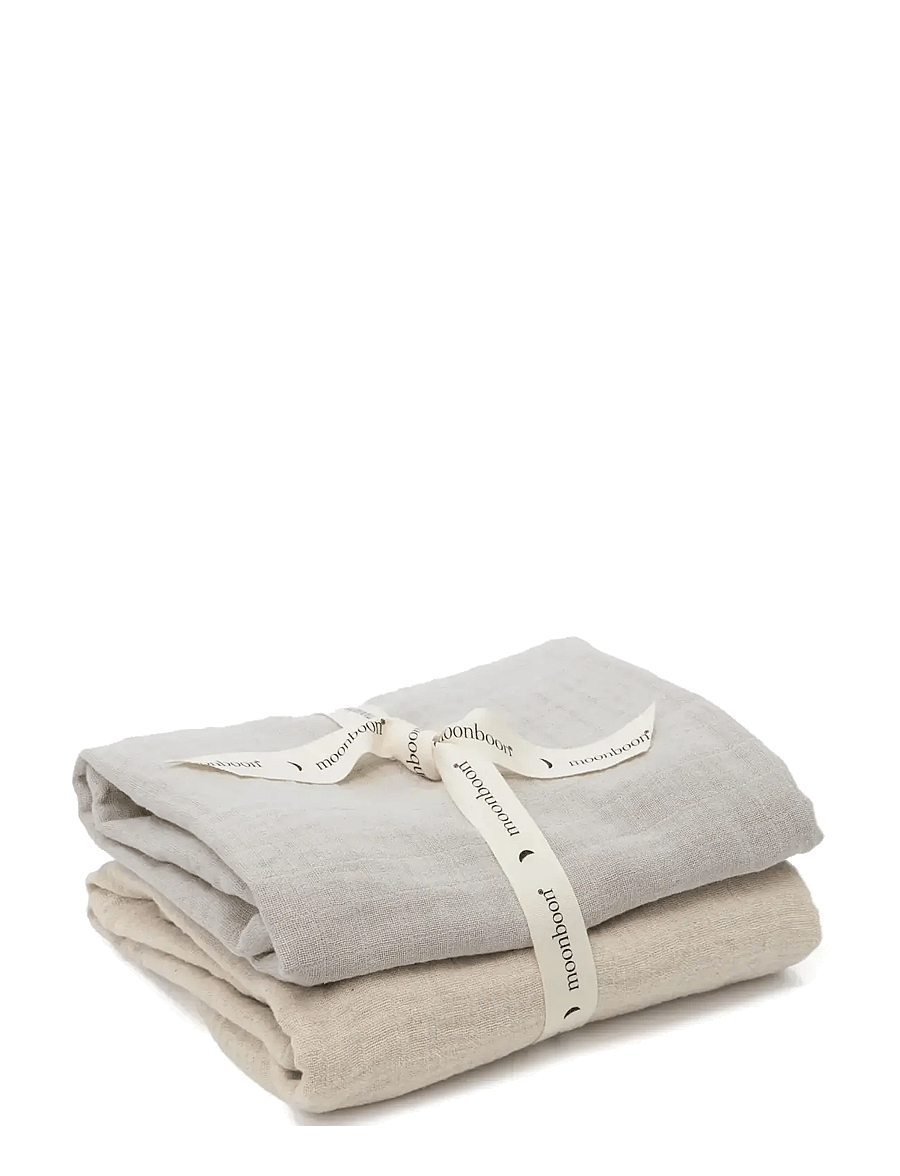 Moonboon - Organic Muslins, 2. pak. - musselintæpper - blue mix - 0