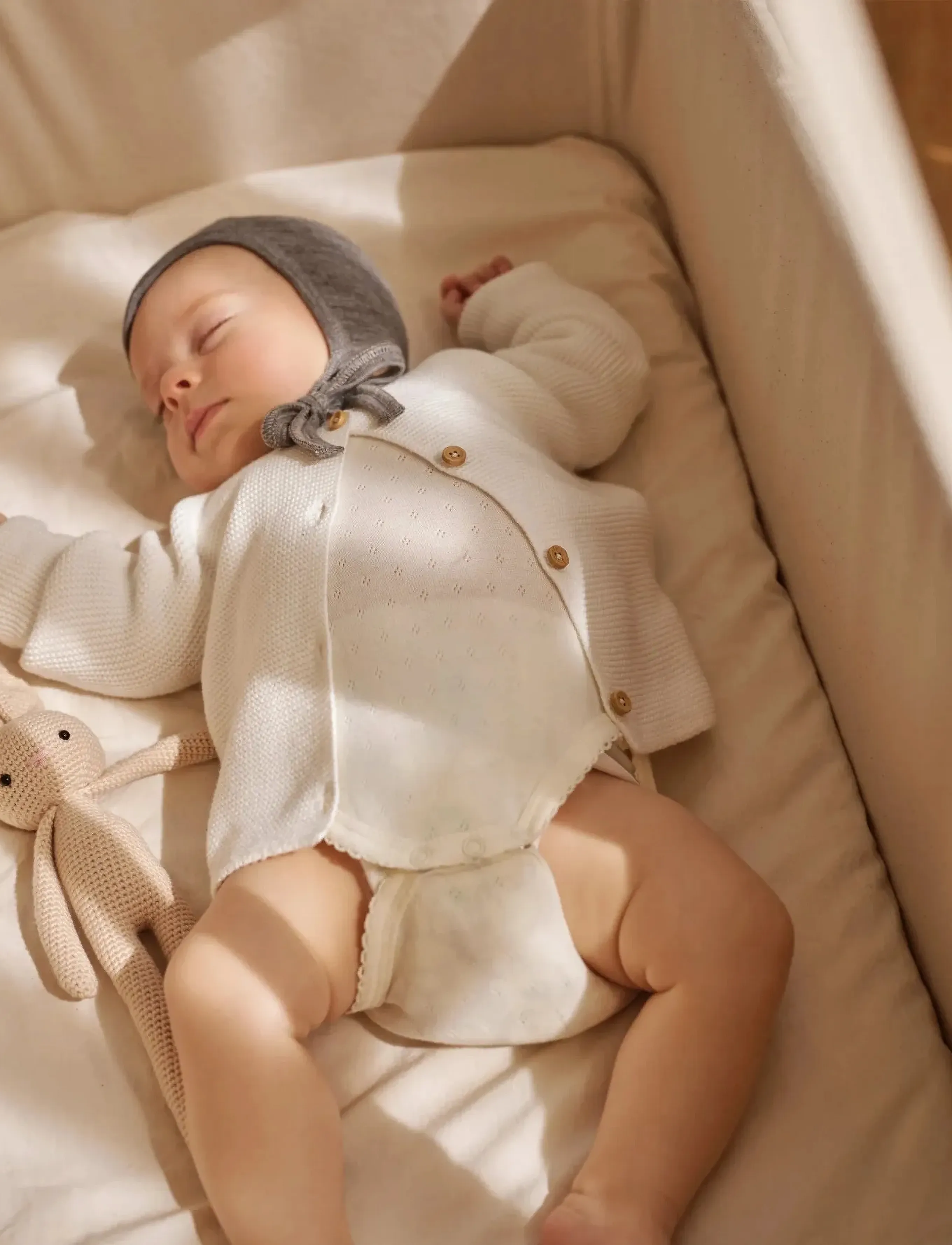 Moonboon Fitted Sheet Cradle, One Size, Cream, Baby-Søvn > Babynests, Børn