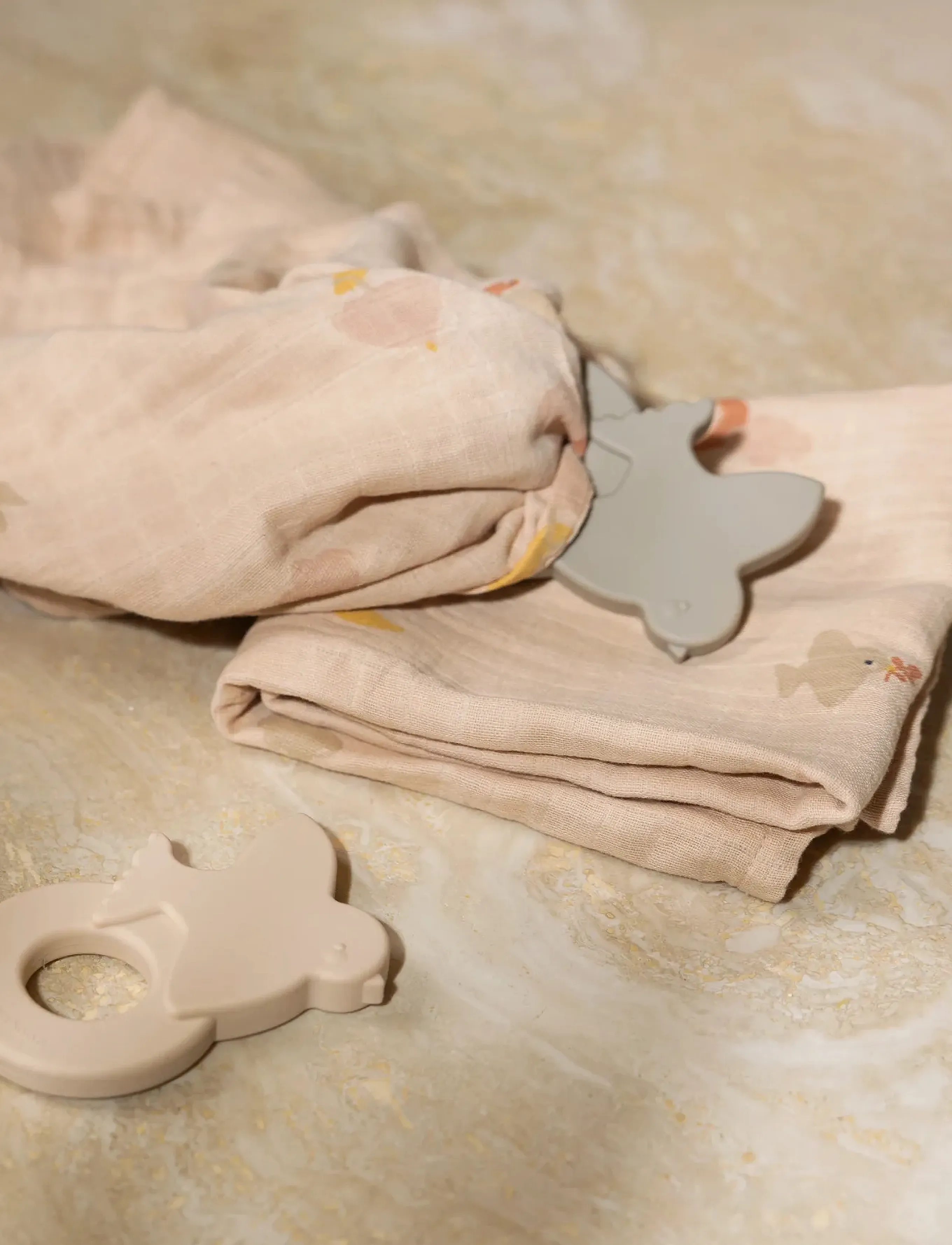 Moonboon Organic Muslins, 2. pak. - Moonboon - OVER THE MOON ROSE / beige