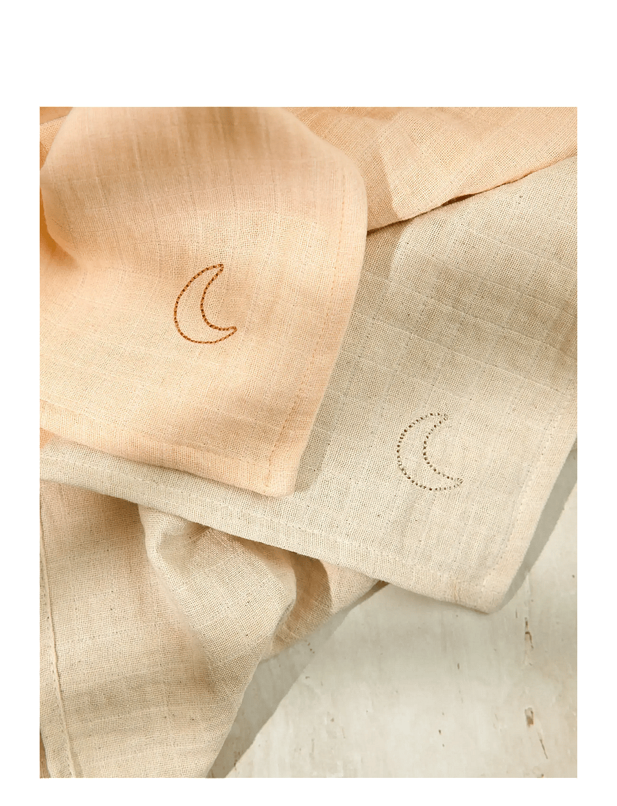 Moonboon - Organic Muslins, 2. pak. - musselintæpper - rose mix - 1