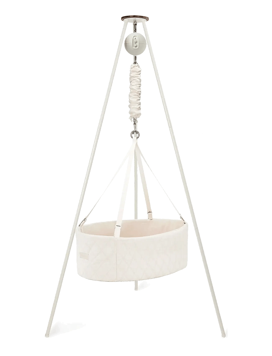 Moonboon - Classic Bundle - Oval Cradle & Motor Connect - bedside cribs - nature / white - 1