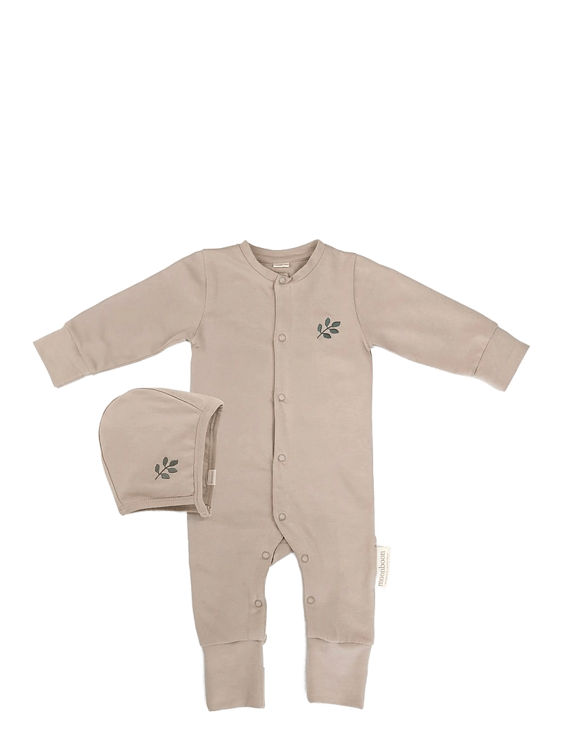 Moonboon - Sleep suit & bonnet giftbox - set med långärmad t-shirt - earth - 0