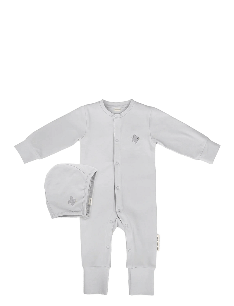Moonboon - Sleep suit & bonnet giftbox - sæt med langærmet t-shirt - lunar rock - 0