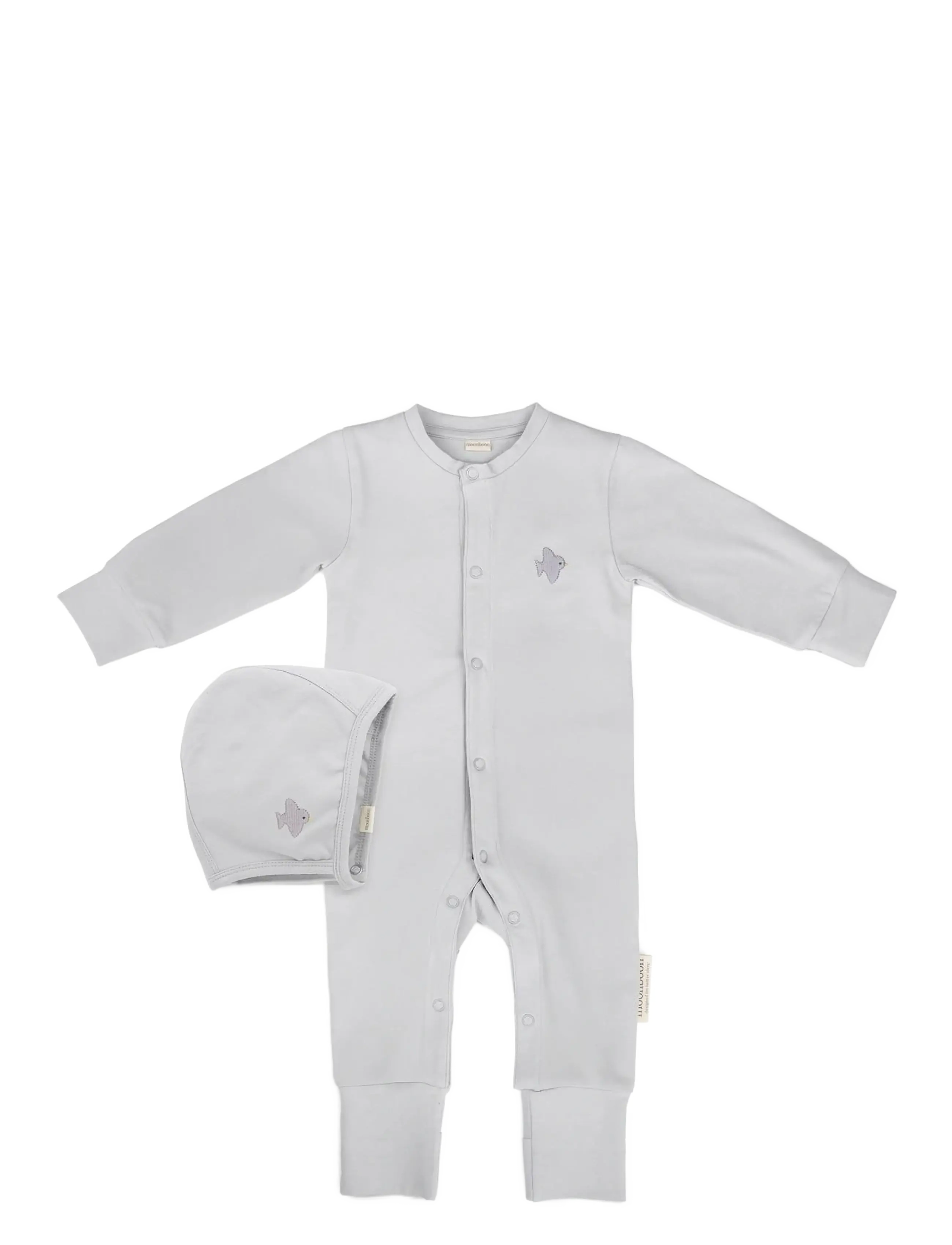 Moonboon Sleep Suit & Bonnet Giftbox, 74 cm, Grey > Baby Gavesæt, Børn