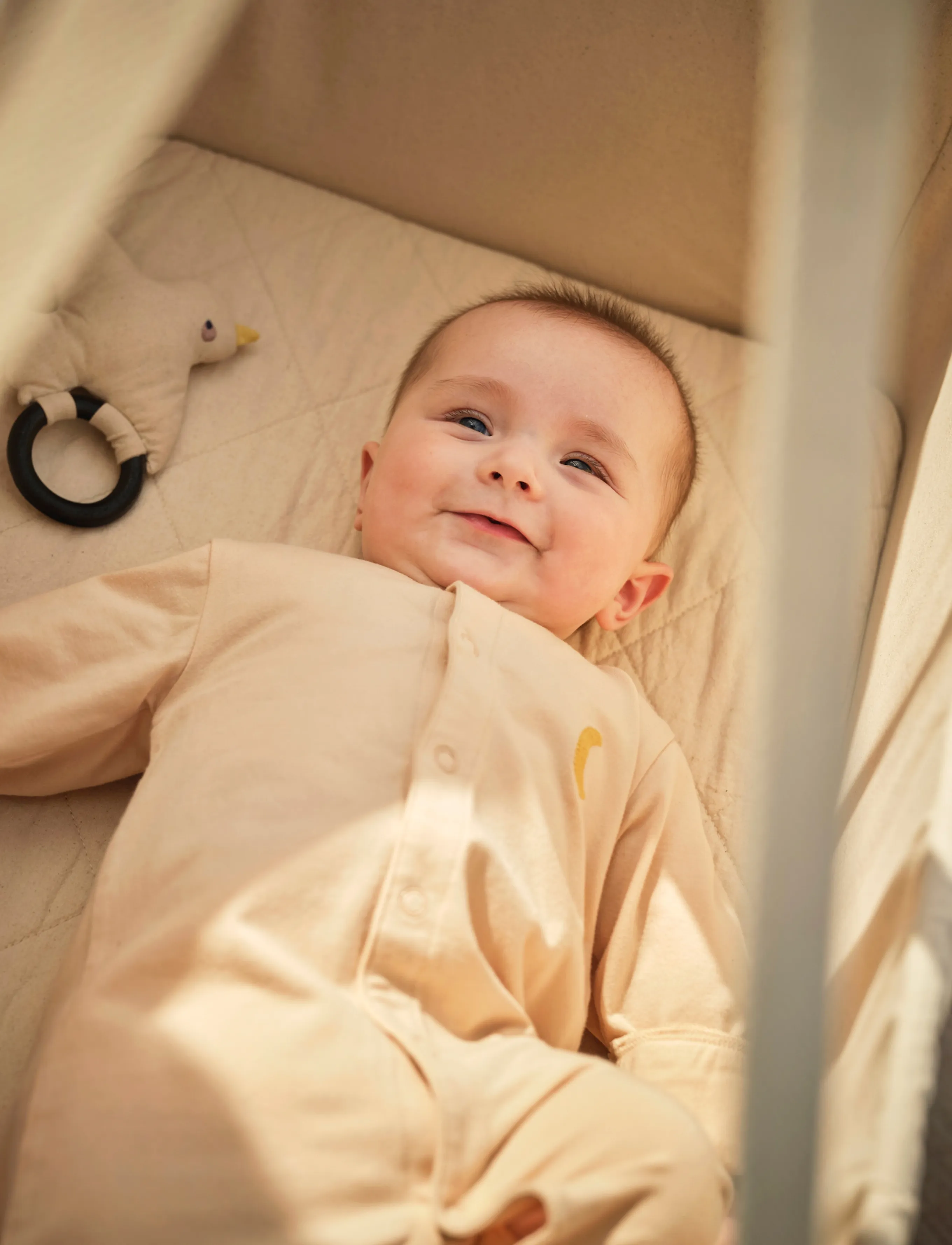Moonboon Sleep Suit & Bonnet Giftbox, Børn, Sovedragt og Hue Sæt, Beige, Str: 56/62CM