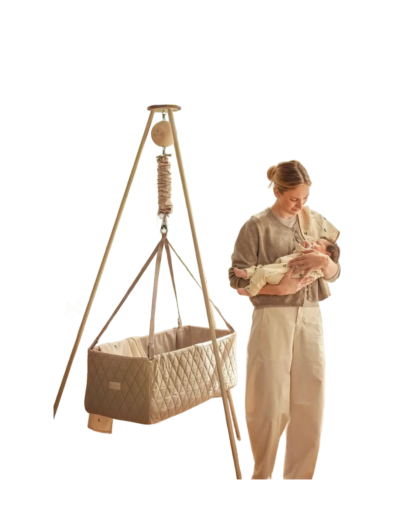 Moonboon - Tripod Stand - bedside cribs - warm sand - 1