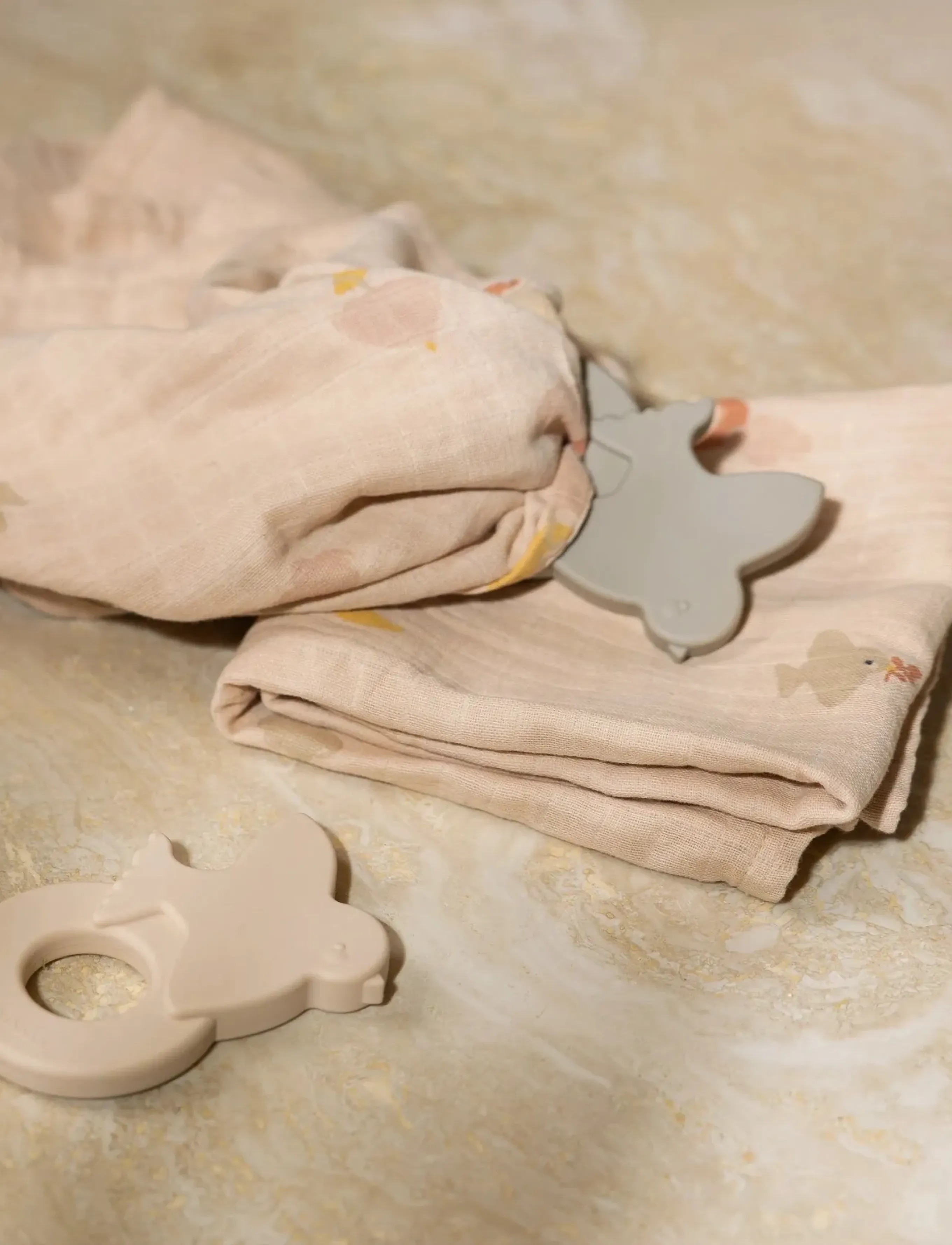 Moonboon Organic Muslins, 4. pak. - Moonboon - OVER THE MOON ROSE / beige