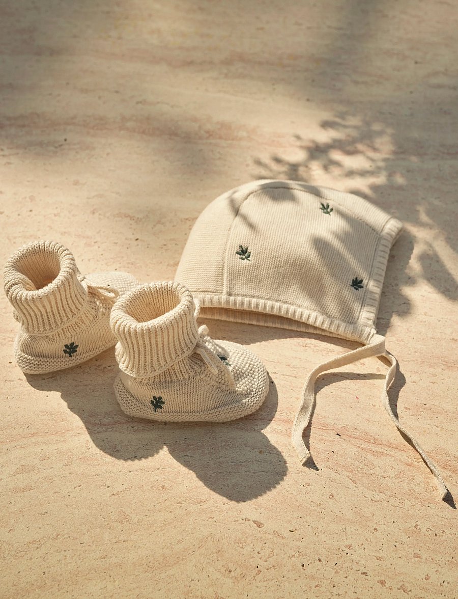 Moonboon - Knitted bonnet and booties giftbox - gaveidéer - leaf - 4