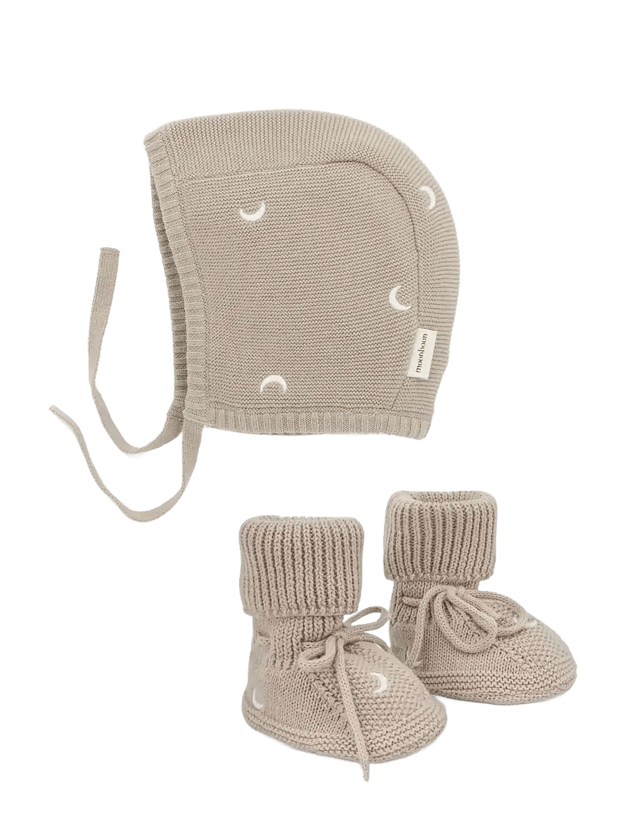 Moonboon - Knitted bonnet and booties giftbox - gaveidéer - earth - 0