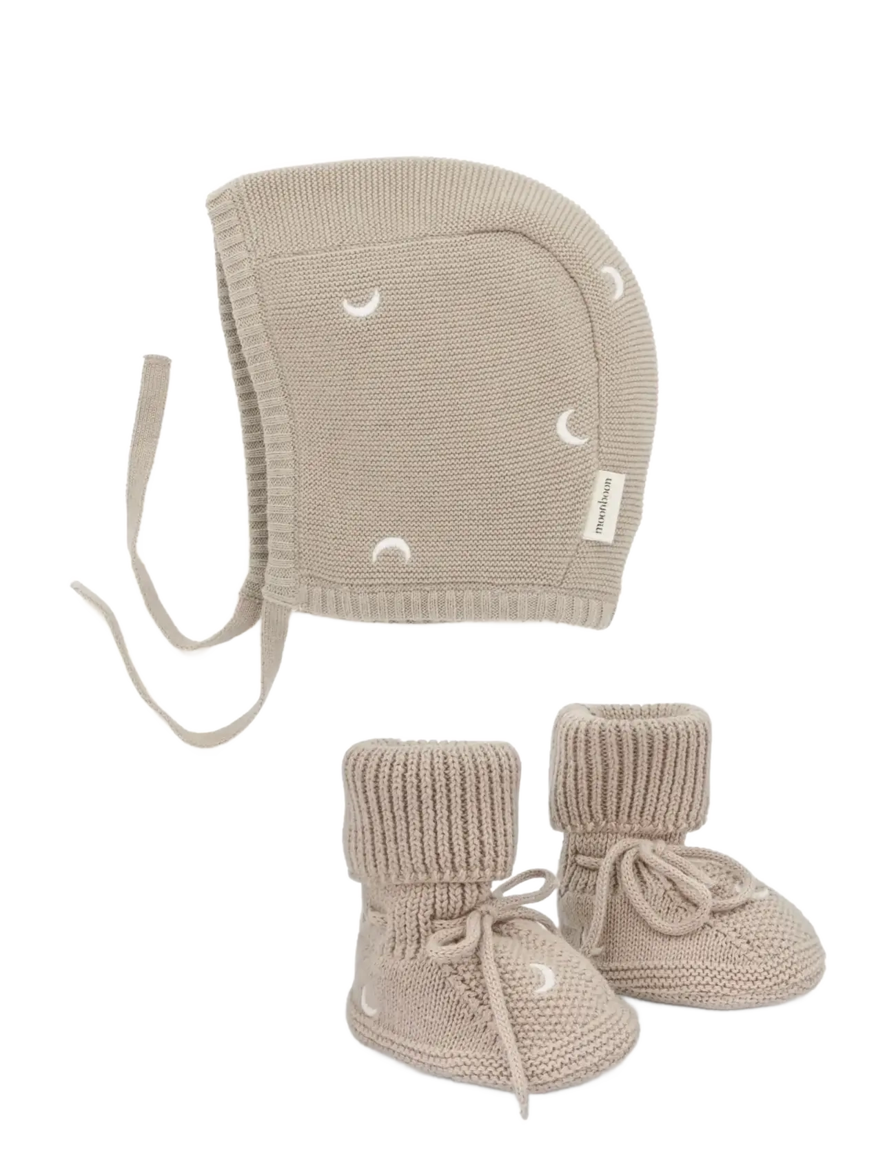 Moonboon Knitted bonnet and booties giftbox - Moonboon - EARTH / beige