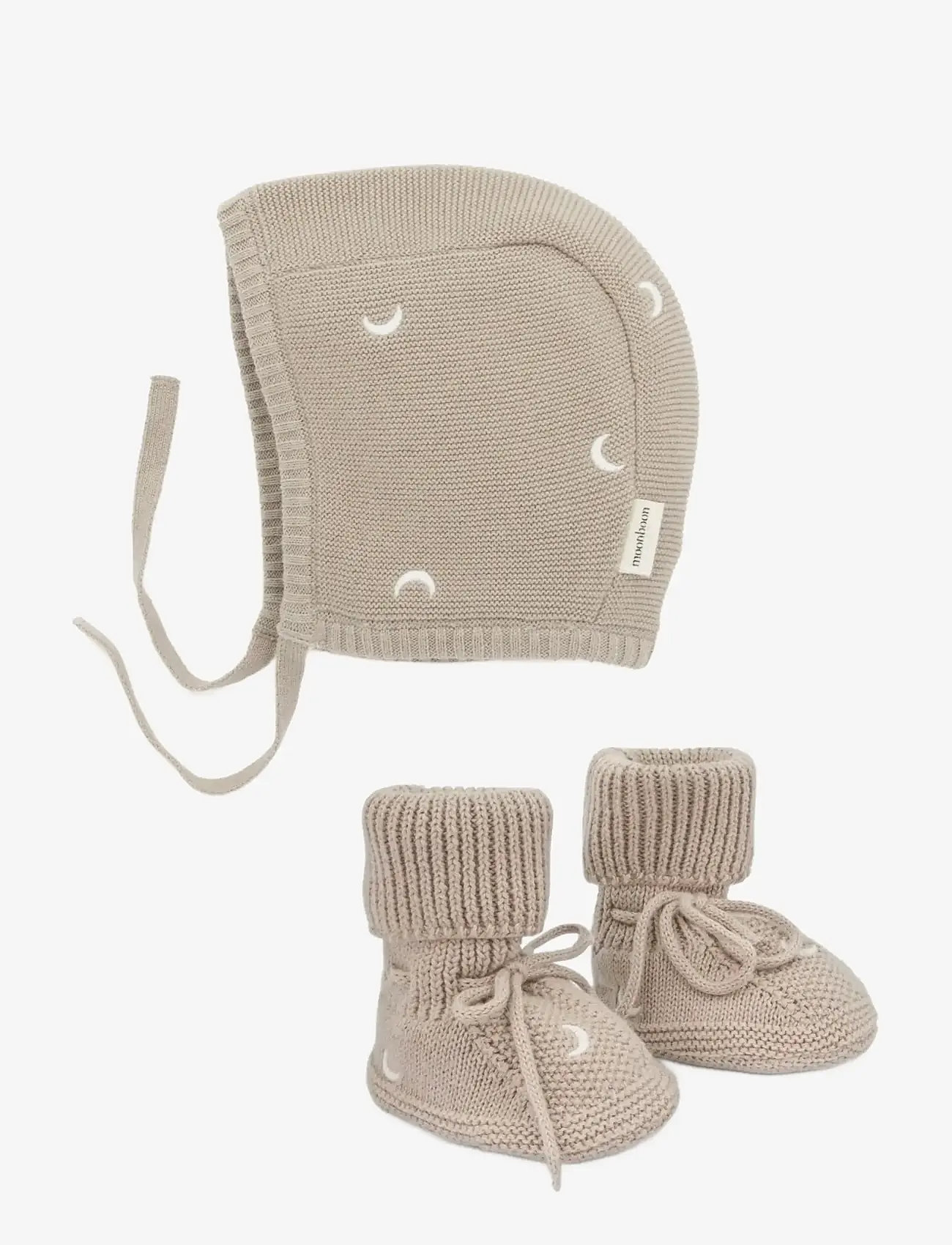 Moonboon - Knitted bonnet and booties giftbox - geschenksets - earth - 0
