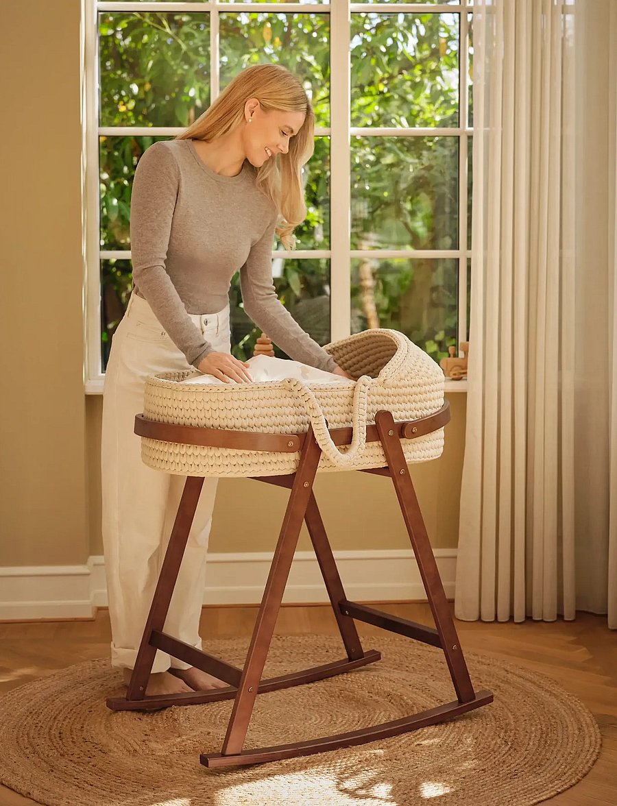 Moonboon - Crocheted Moses Basket and Stand (bundle) - moseskörbe - nature - 0