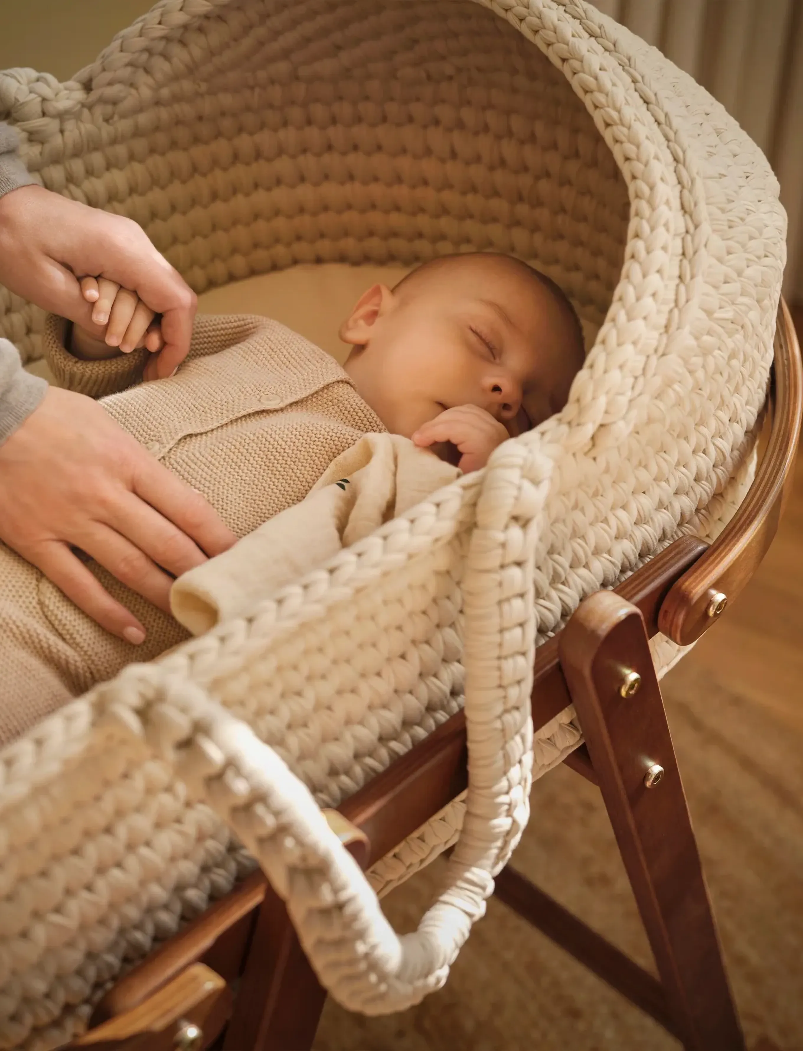Moonboon - Crocheted Moses Basket and Stand (bundle) - moseskörbe - nature - 2