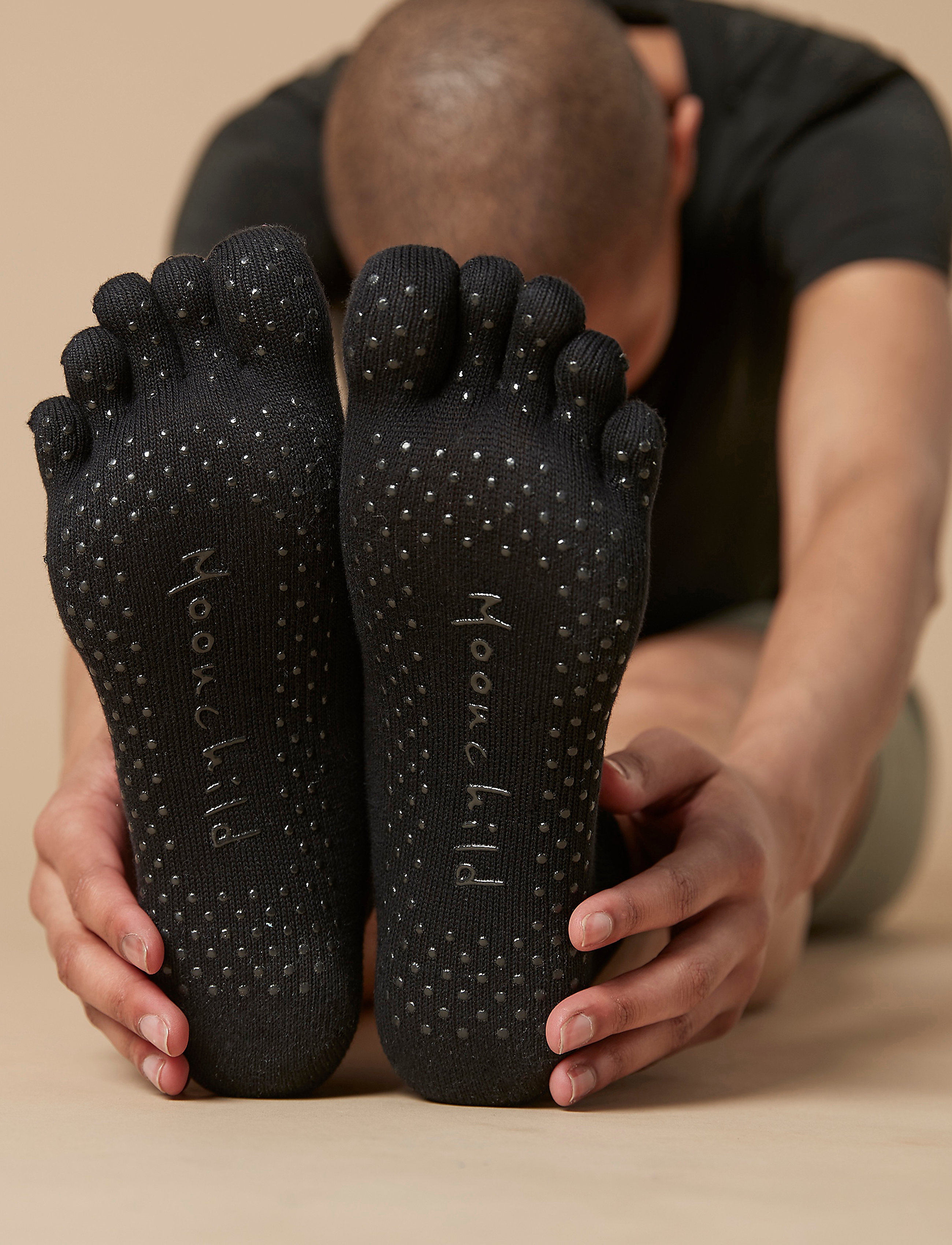Moonchild Yoga Wear Moonchild Grip Socks - High Rise, M (39-41), Black, Yoga-Udstyr > Yoga-Strømper, Dame