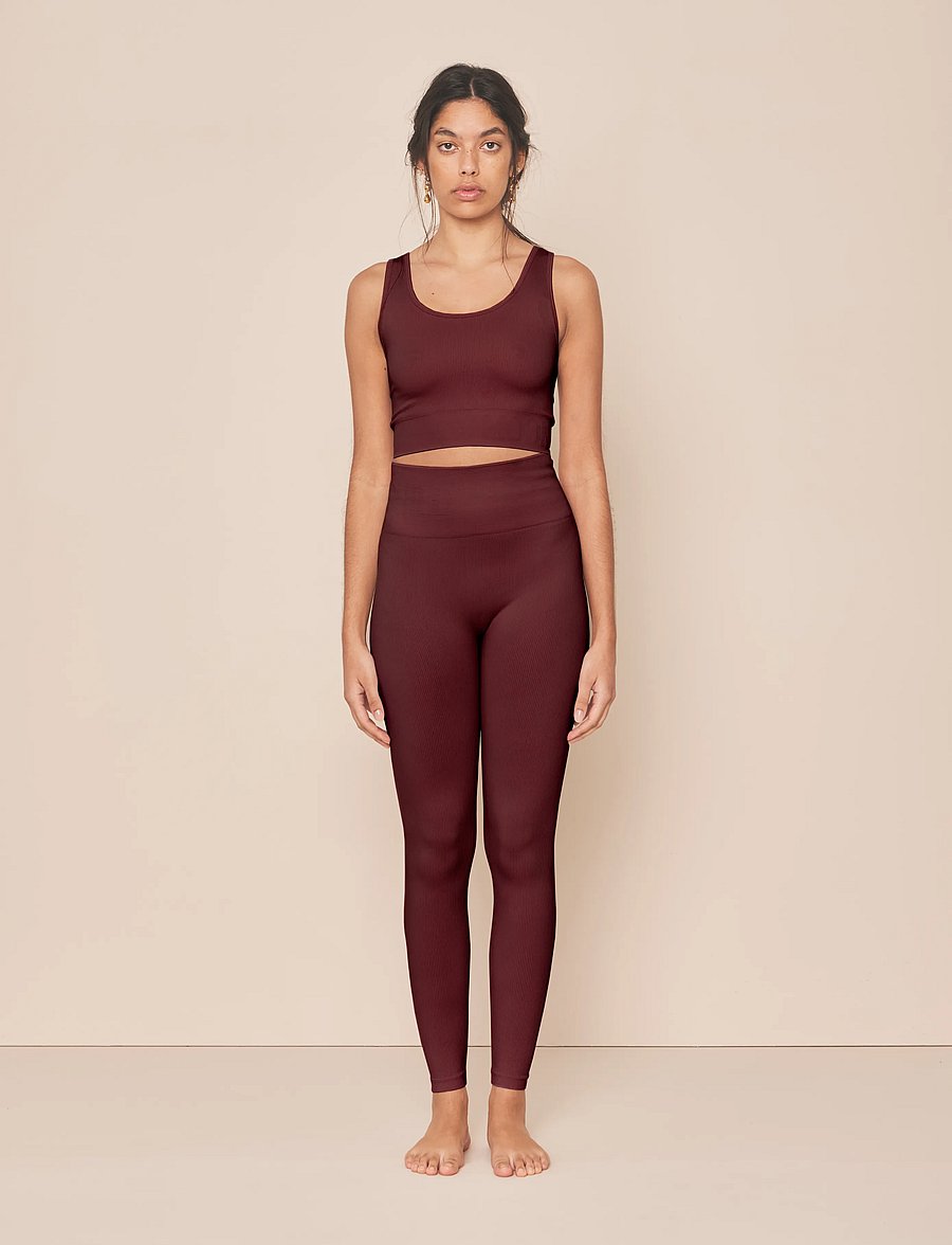 Moonchild Yoga Wear - Soft Rib Seamless Legging - träningstights - burgundy - 0