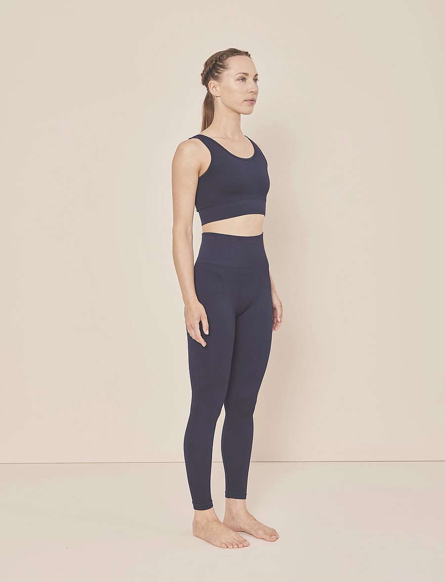 Moonchild Yoga Wear - Soft Rib Seamless Crop Top - crop-tops - navy blue - 4