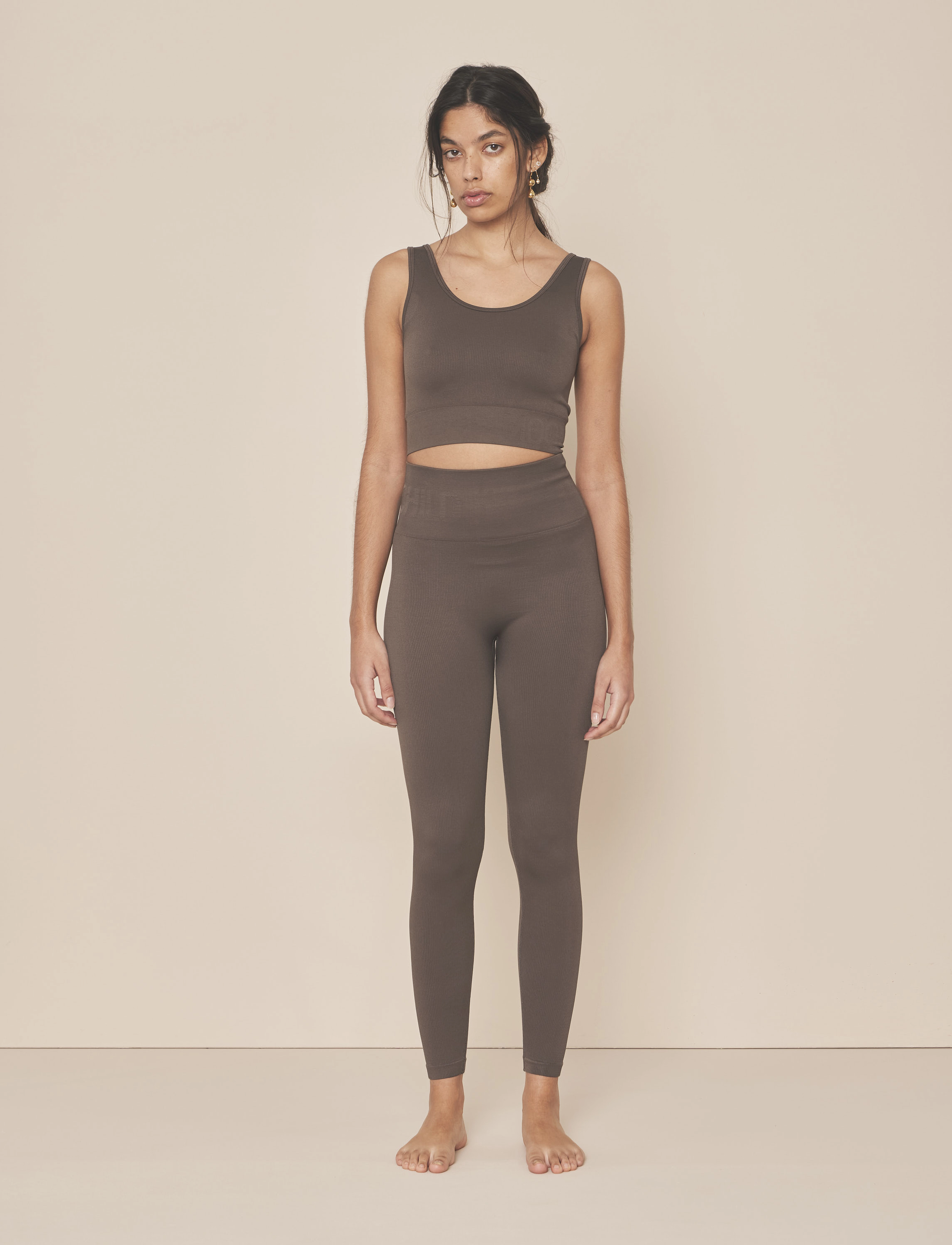 Moonchild Yoga Wear Soft Rib Seamless Crop Top, S, Brown, Bh'Er Og Toppe > Sports-Bh'Er - Alle, Dame