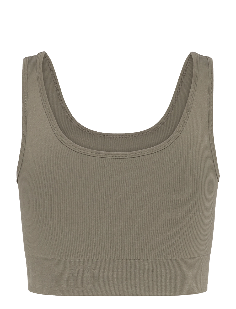 Moonchild Yoga Wear - Soft Rib Seamless Crop Top - crop tops - vintage khaki - 1