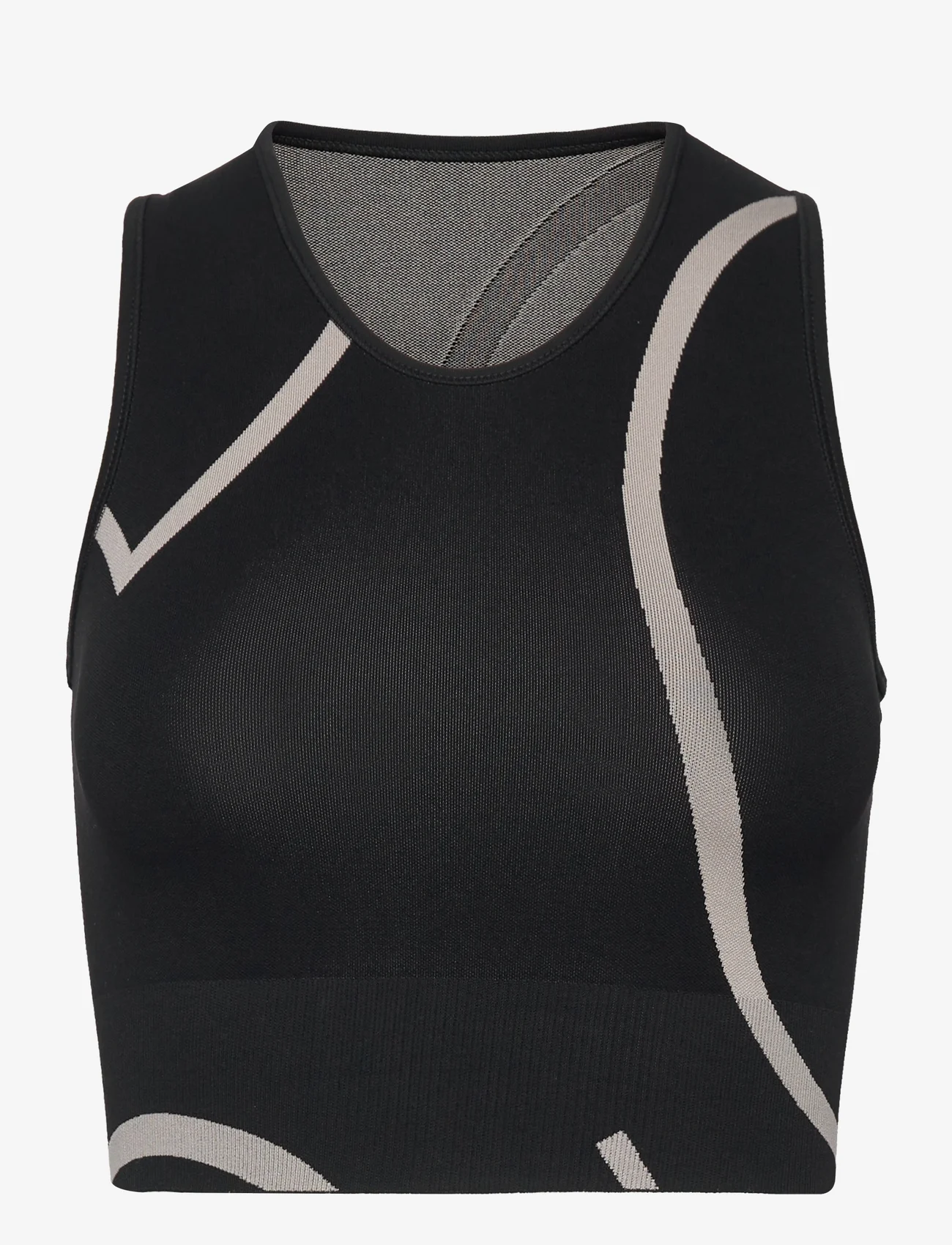 Moonchild Yoga Wear - Loud Logo Crop Top - któtkie bluzki - black / sustained grey - 0