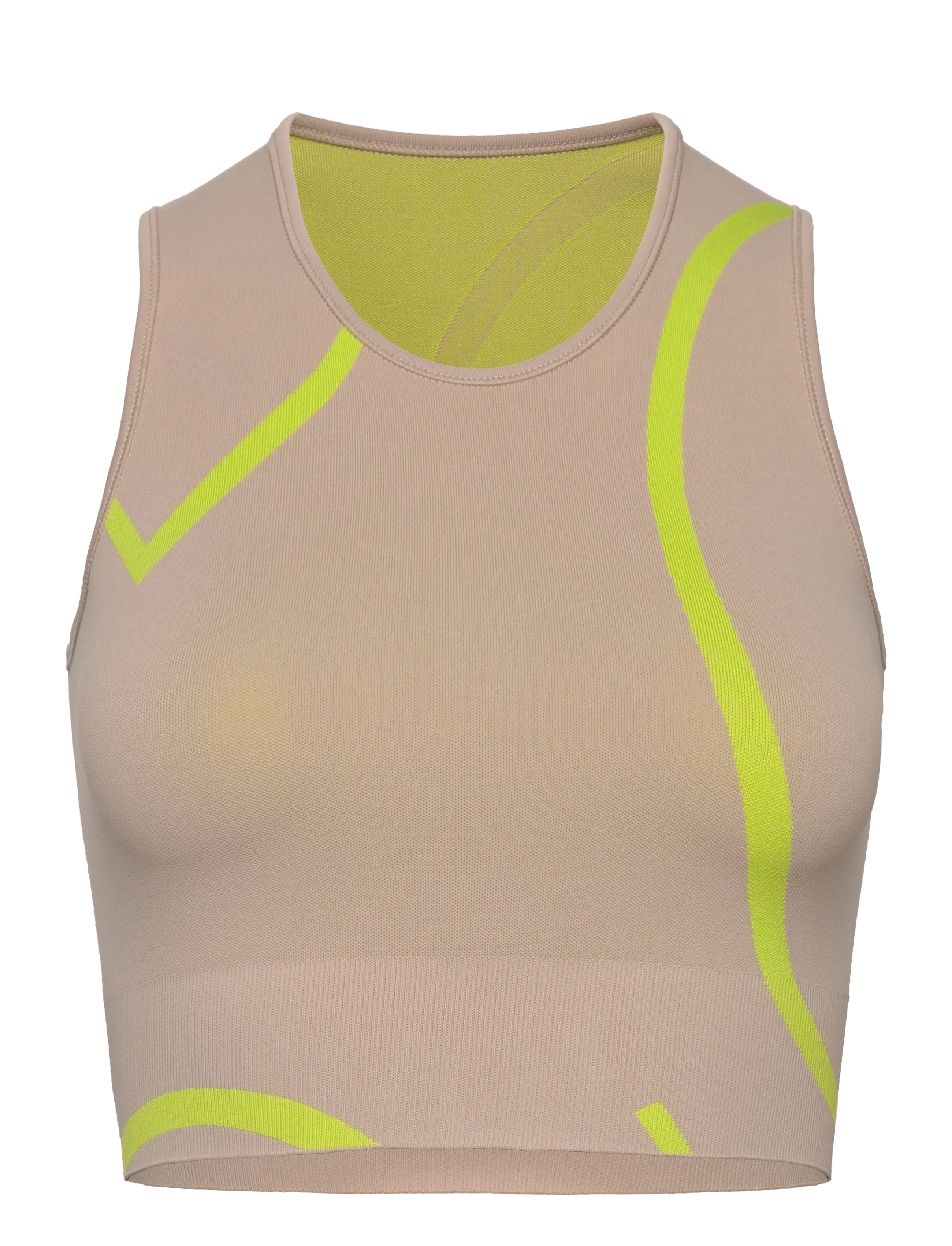 Moonchild Yoga Wear Loud Logo Crop Top - Tøj - SILVER MOON / CYBER LIME / beige