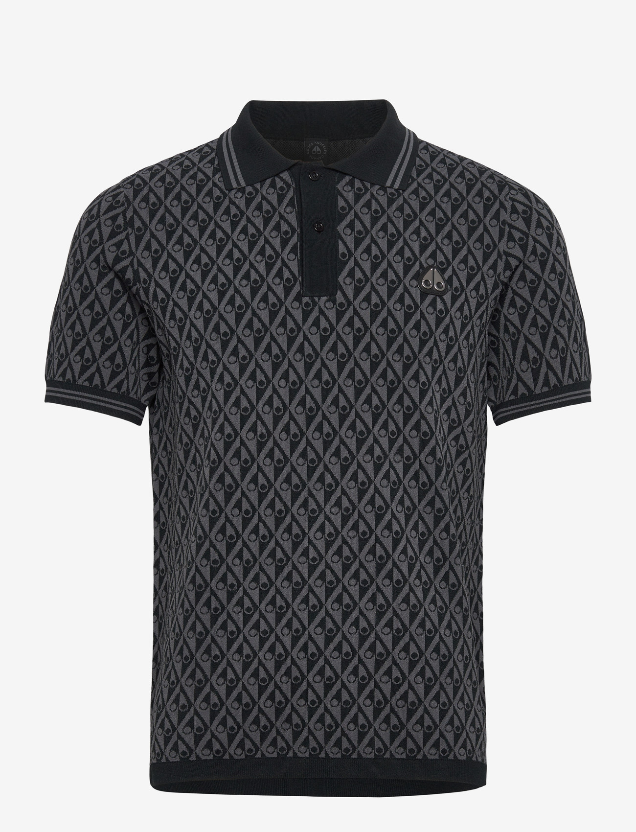 Moose Knuckles - APEX KNIT POLO MONO - kurzärmelig - black/cement monogram - 1