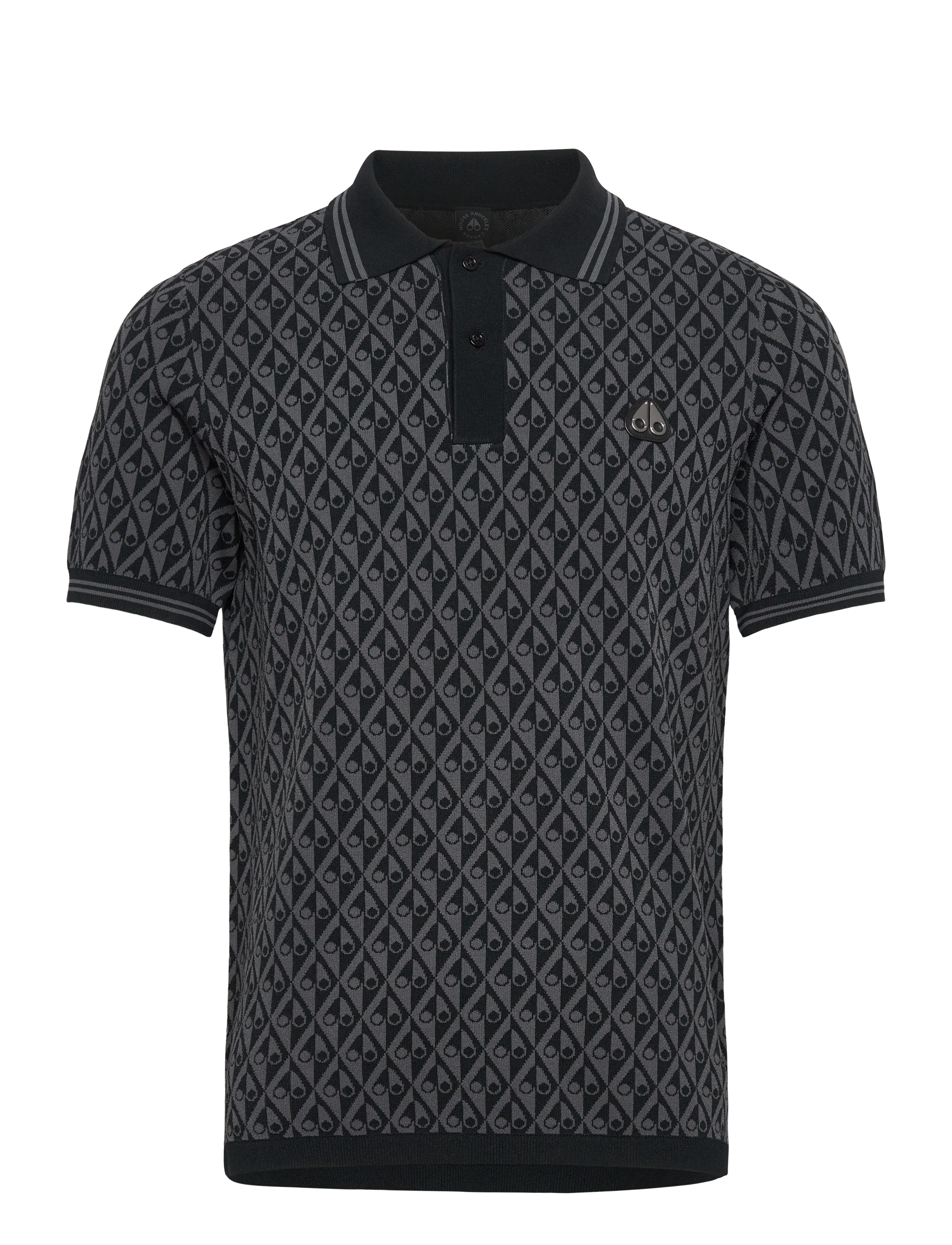 Moose Knuckles APEX KNIT POLO MONO - Kleidung - BLACK/CEMENT MONOGRAM / black