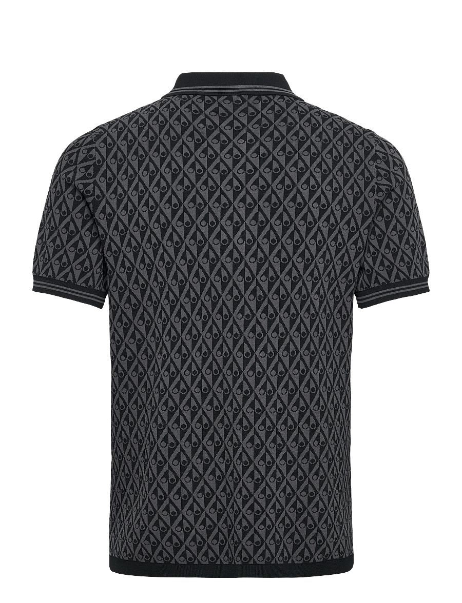 Moose Knuckles - APEX KNIT POLO MONO - kortärmade pikéer - black/cement monogram - 2