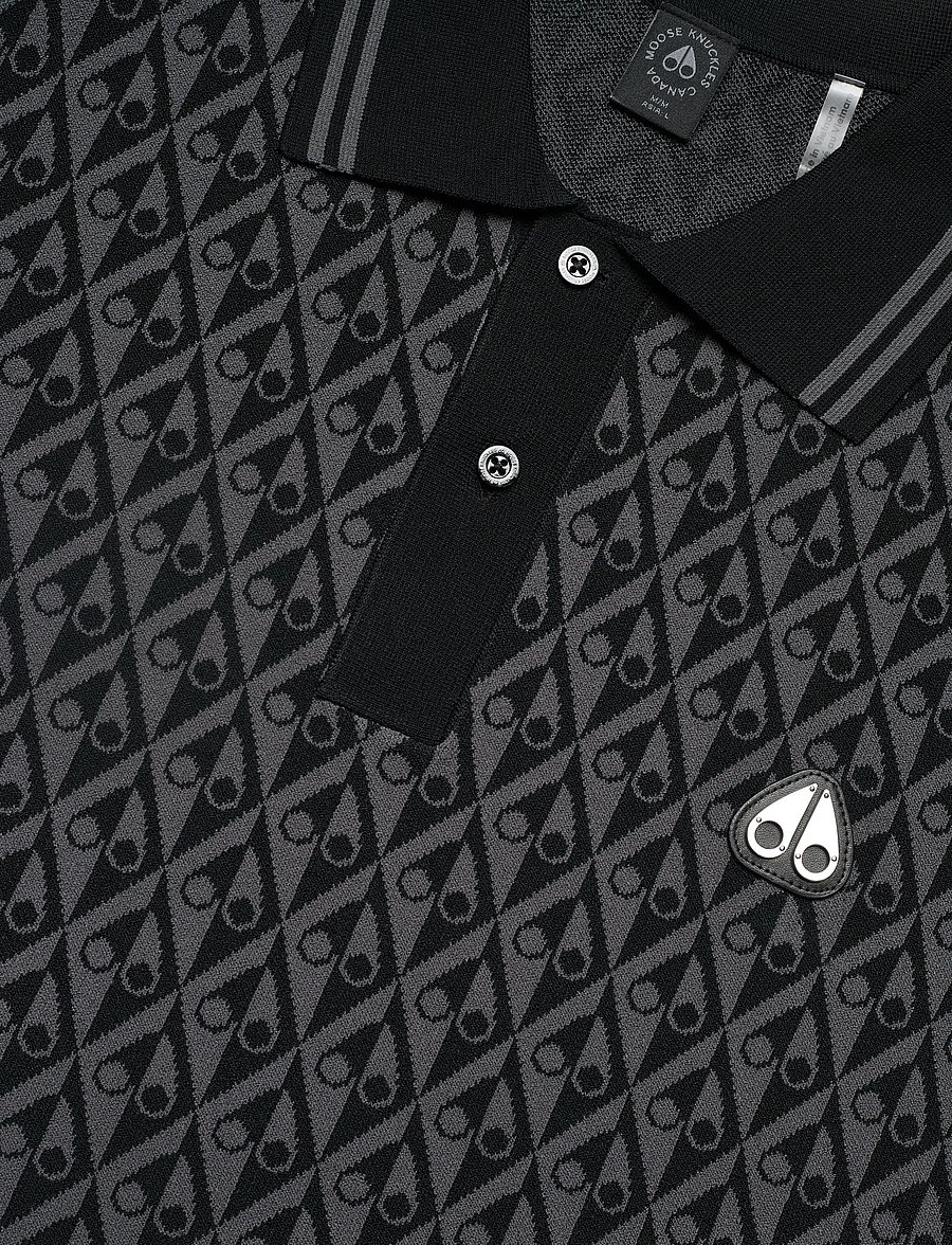 Moose Knuckles - APEX KNIT POLO MONO - kortärmade pikéer - black/cement monogram - 5