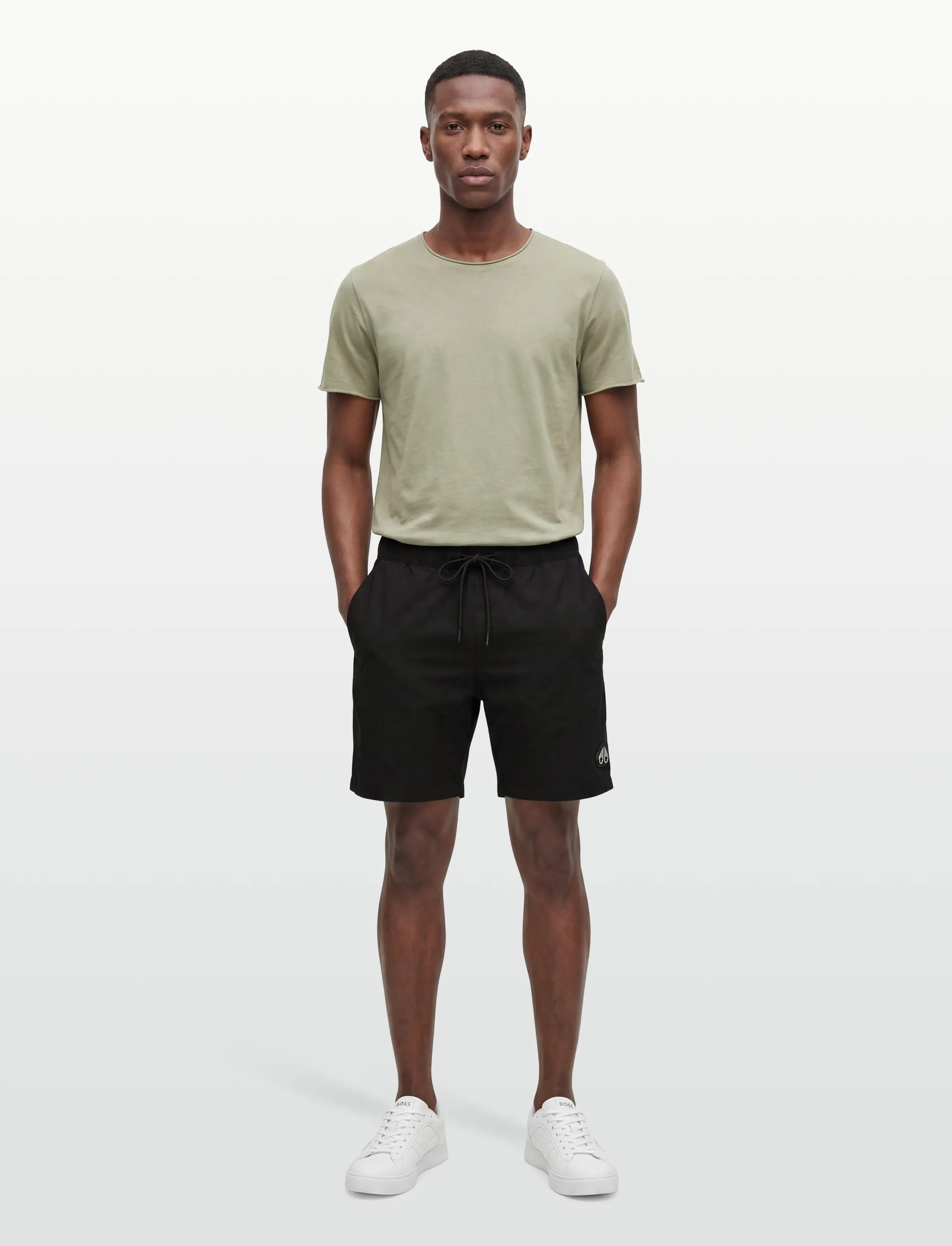 Moose Knuckles LOGO SWIM SHORT - Swim shorts - BLACK / black