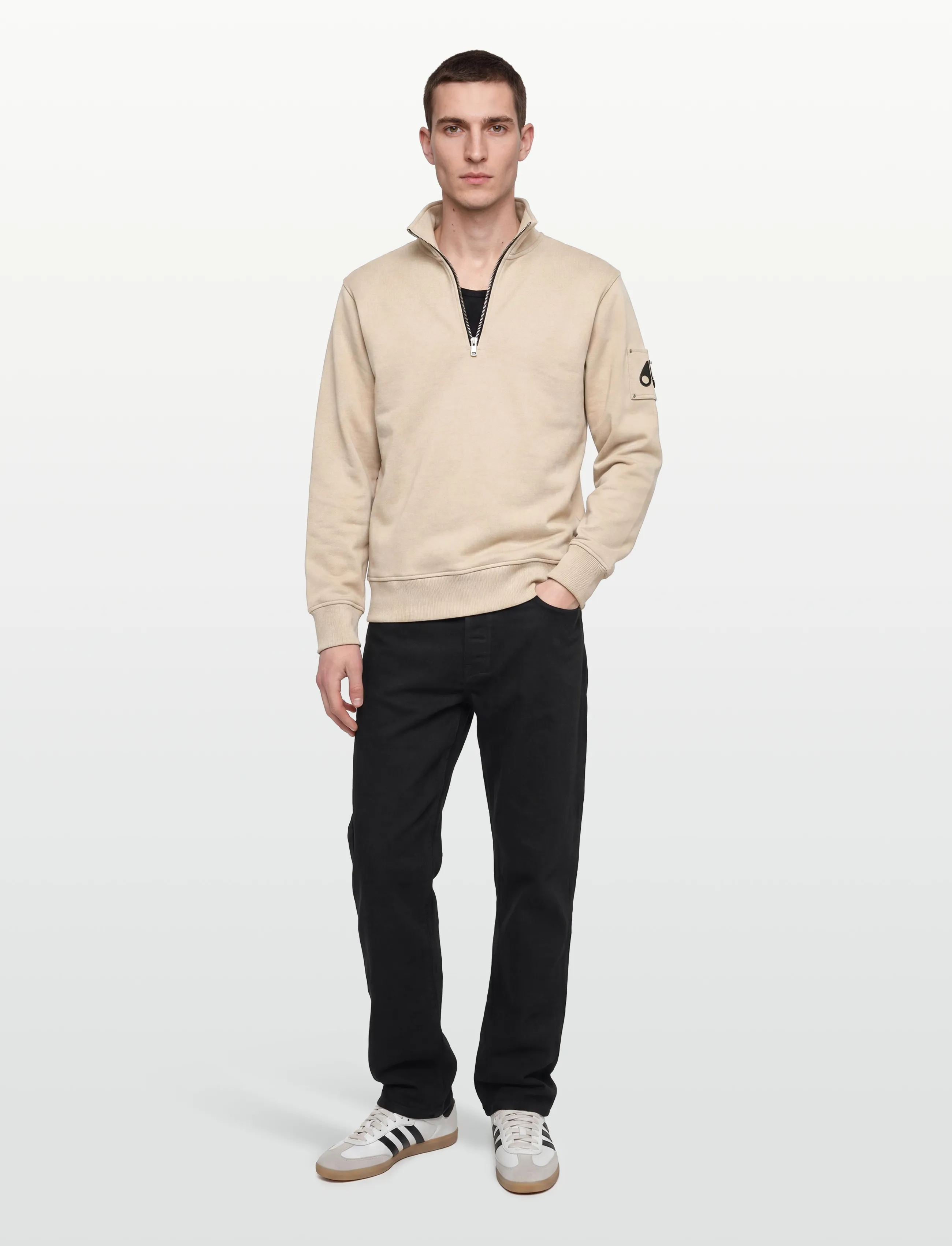 Moose Knuckles Hartsfield 1/4 Zip, M, Cream, Sweatshirts & Hættetrøjer > Sweatshirts, Herre
