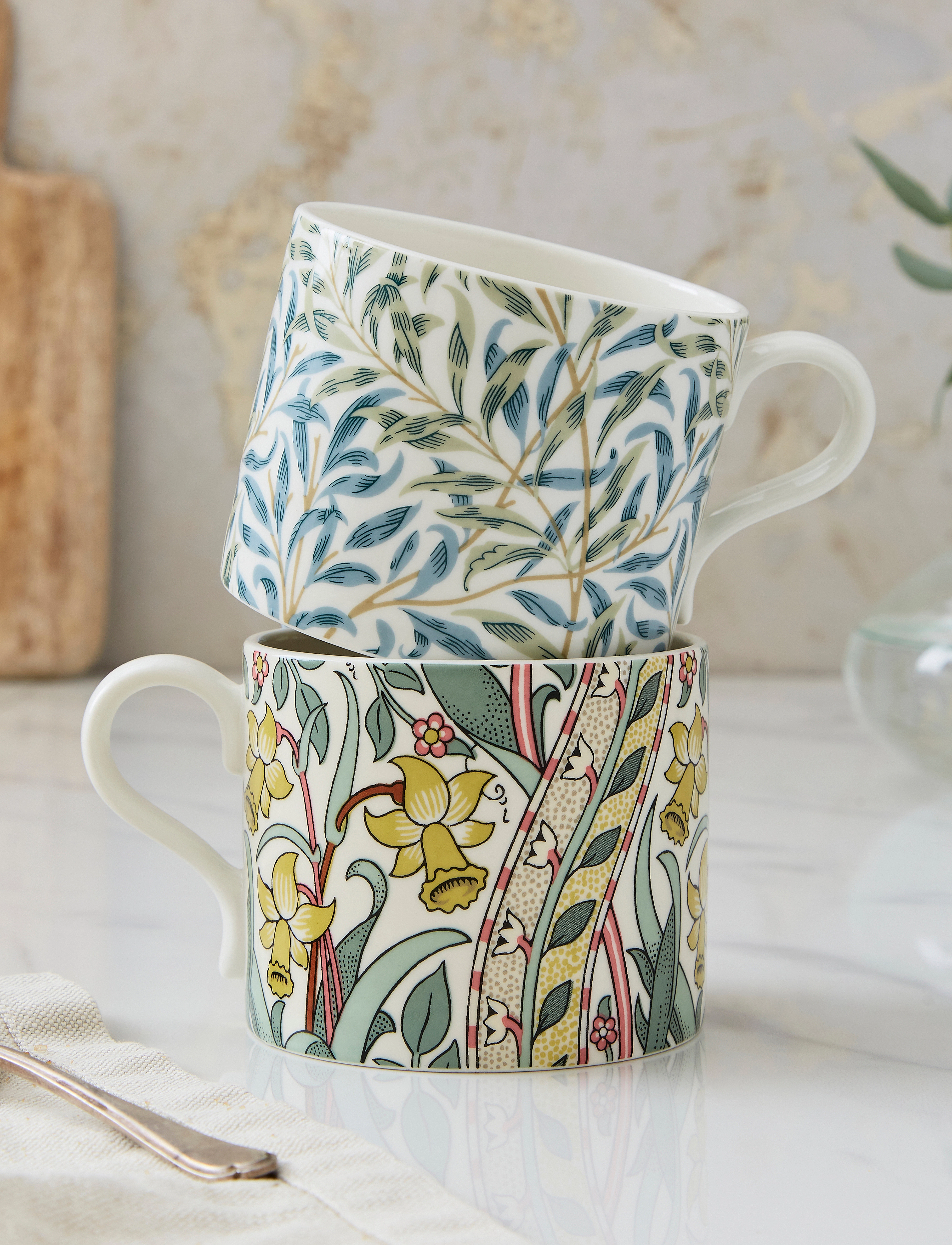 Morris & Co Mug Daffodil Willow Bough 2-P, 34 CL, Cups Mugs, Mehrfarbig/gemustert - Coffee Cups, Homeware