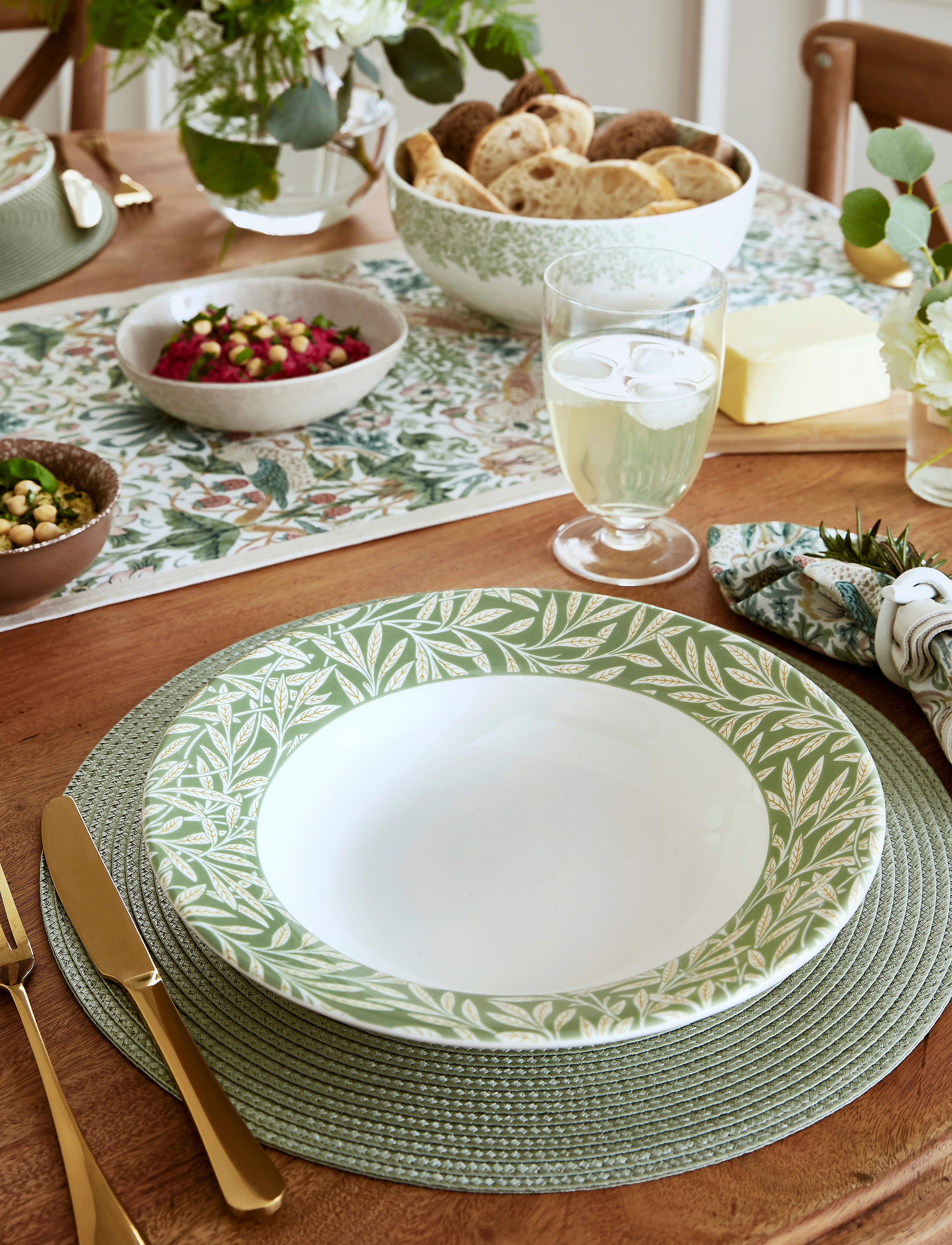 Morris & Co Morris & Co Pasta Bowl Willow 4-Pack, Ø 26.5 cm, Green, Tallerkener > Pastatallerkener, Unisex