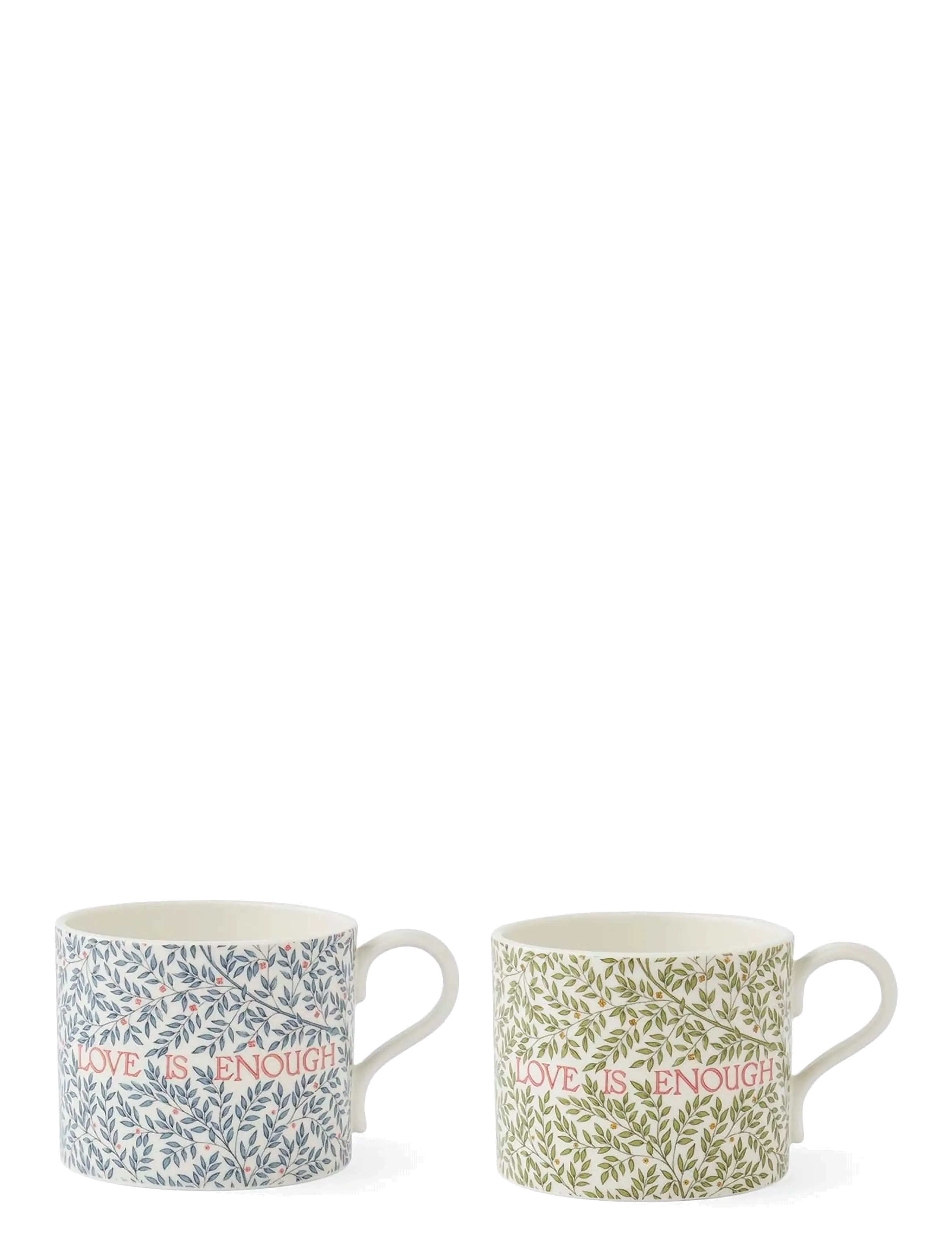 Morris & Co Morris & Co Mug - Love is Enough,  Thyme / Parchment & China Blue - Set of 2 - Borðbúnaður - MIXED / multi