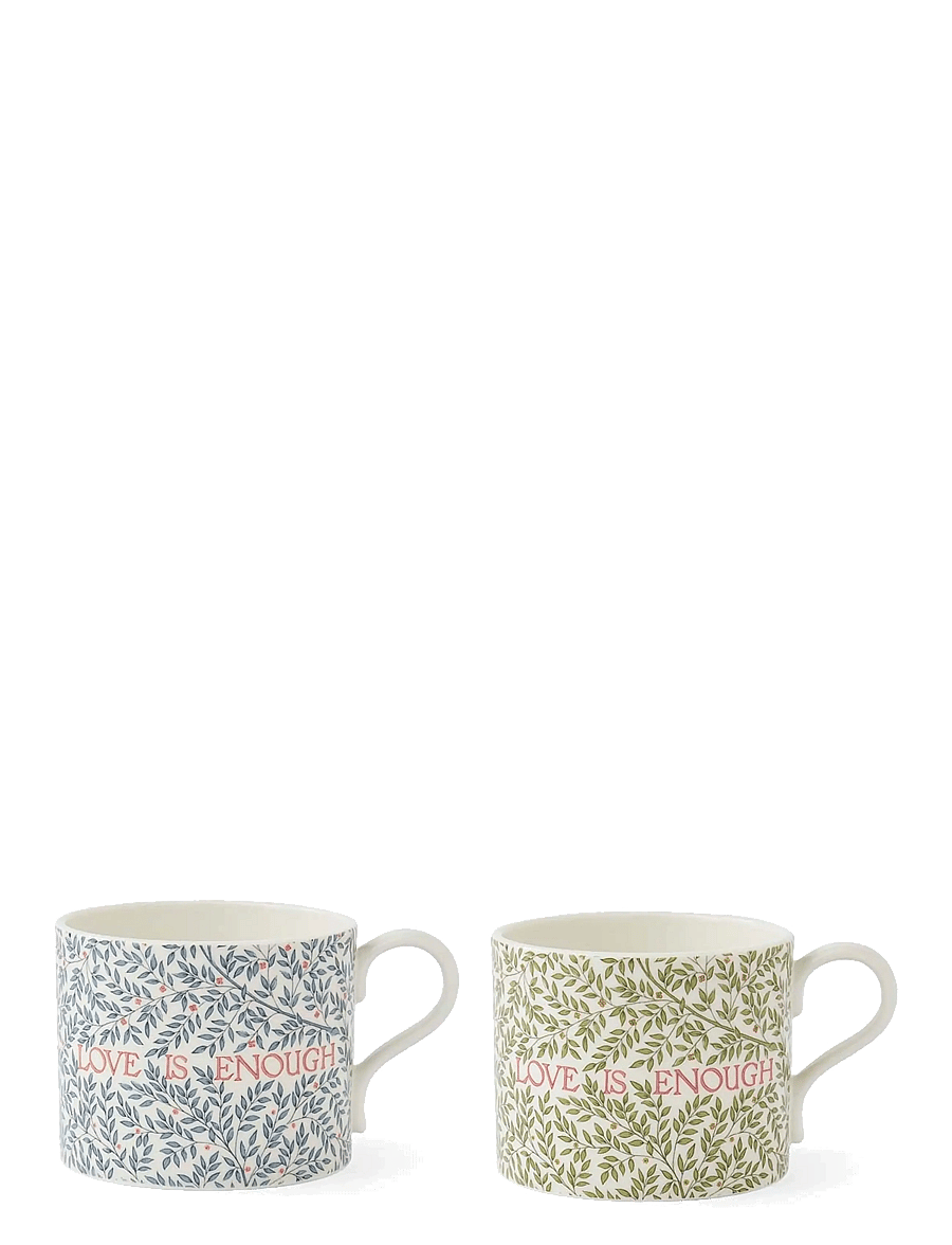 Morris & Co - Morris & Co Mug - Love is Enough, Thyme / Parchment & China Blue - Set of 2 - teetassid - mixed - 1