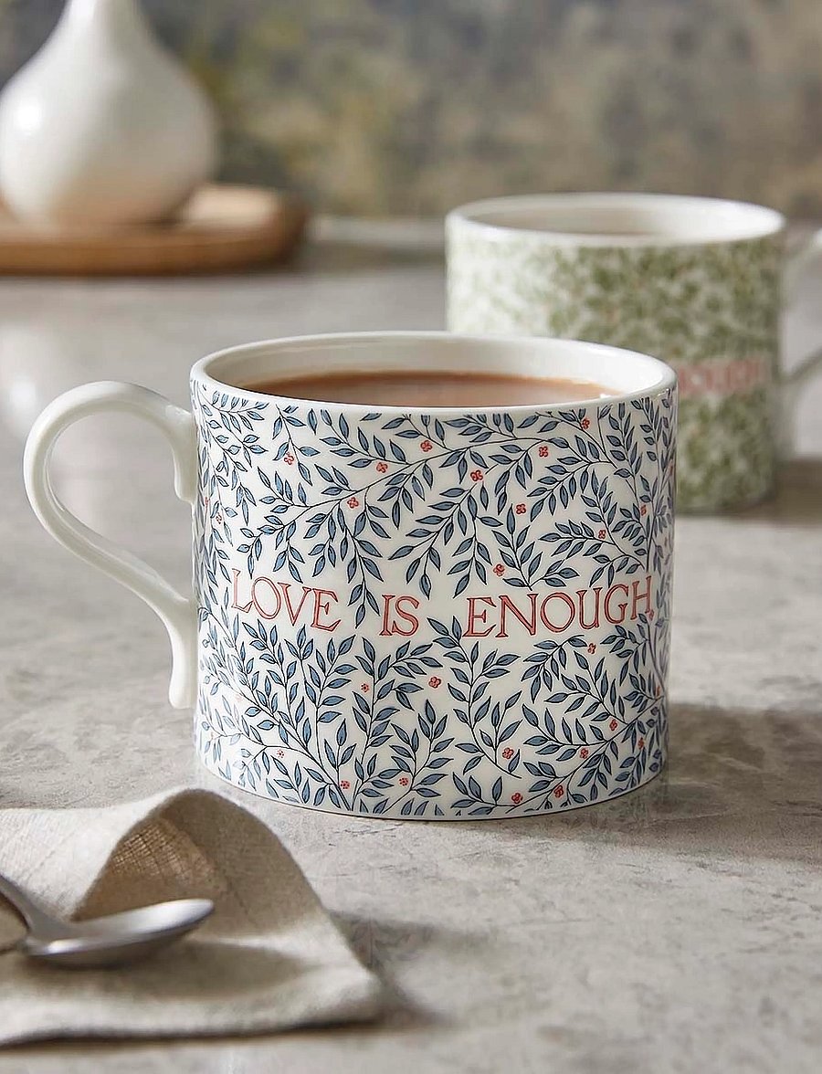 Morris & Co - Morris & Co Mug - Love is Enough, Thyme / Parchment & China Blue - Set of 2 - teetassid - mixed - 4