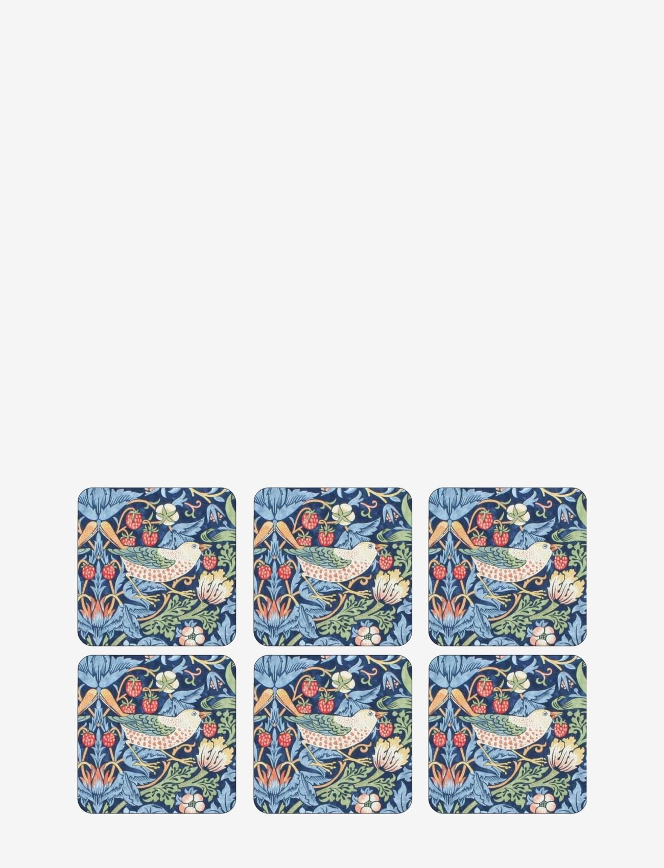Morris & Co Coasters Strawberry Thief 6-p - Coasters - BLUE / multi