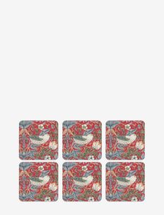 Coasters Strawberry Thief Red  6-p, Morris & Co