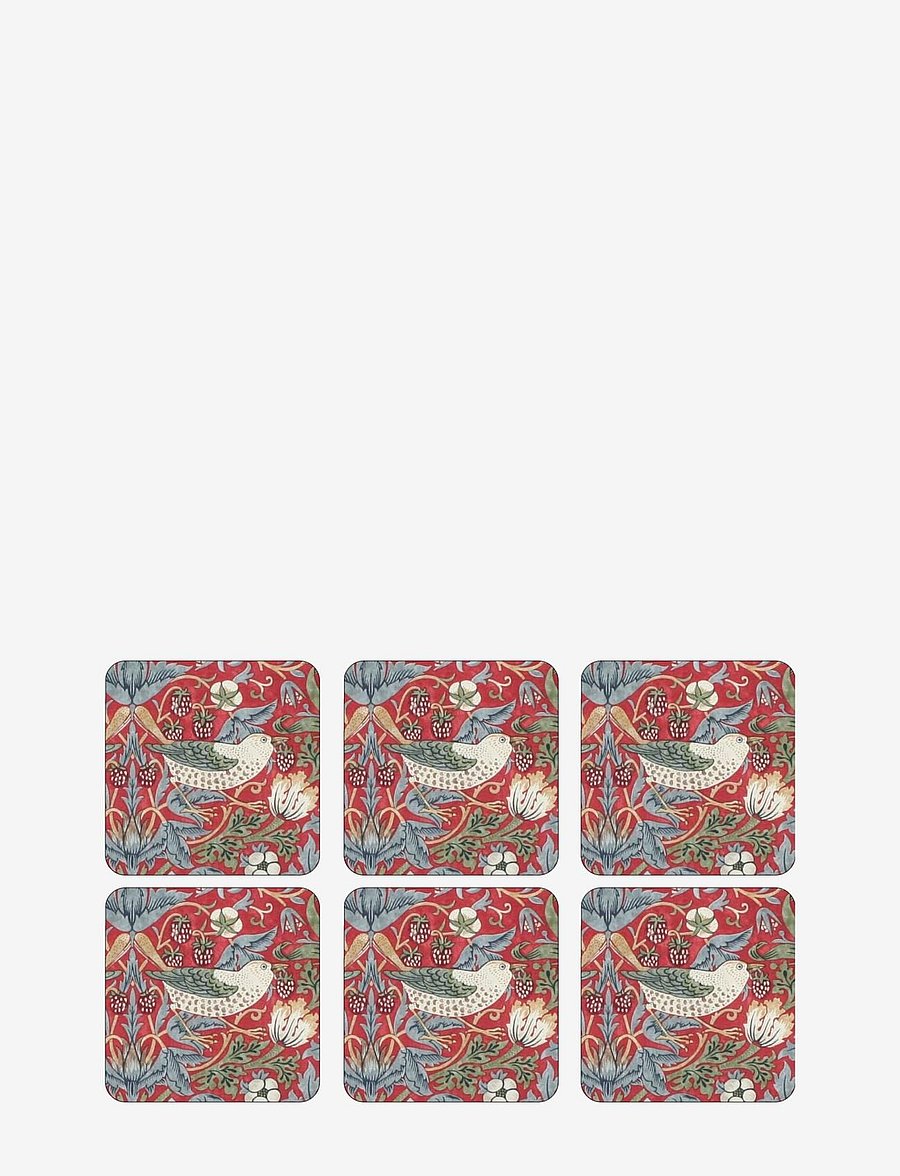 Morris & Co - Coasters Strawberry Thief 6-p - die niedrigsten preise - red - 0
