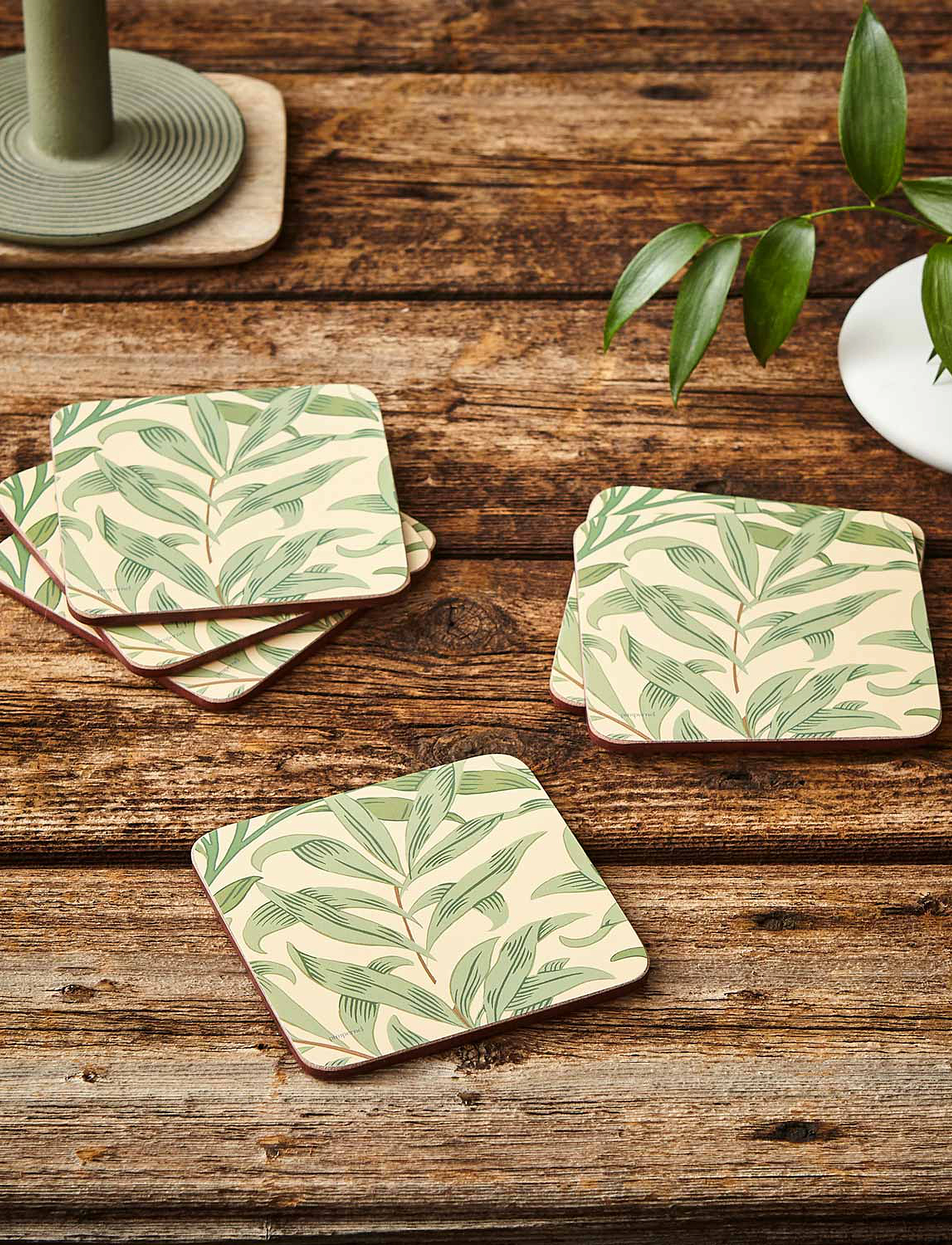 Morris & Co Coasters Willow Bough Green 6-P, One Size, Dining Table Accessories, Mehrfarbig/gemustert - Coasters, Homeware