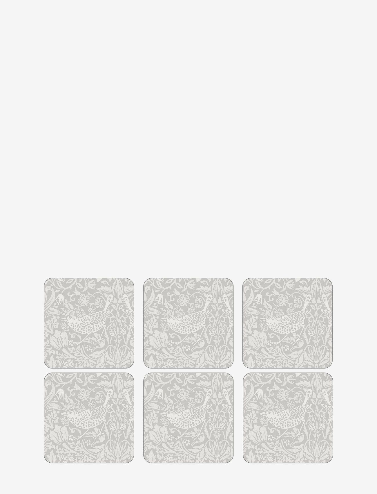 Morris & Co Coasters Pure Strawberry Thief 6-p - Coasters - GREY / grey